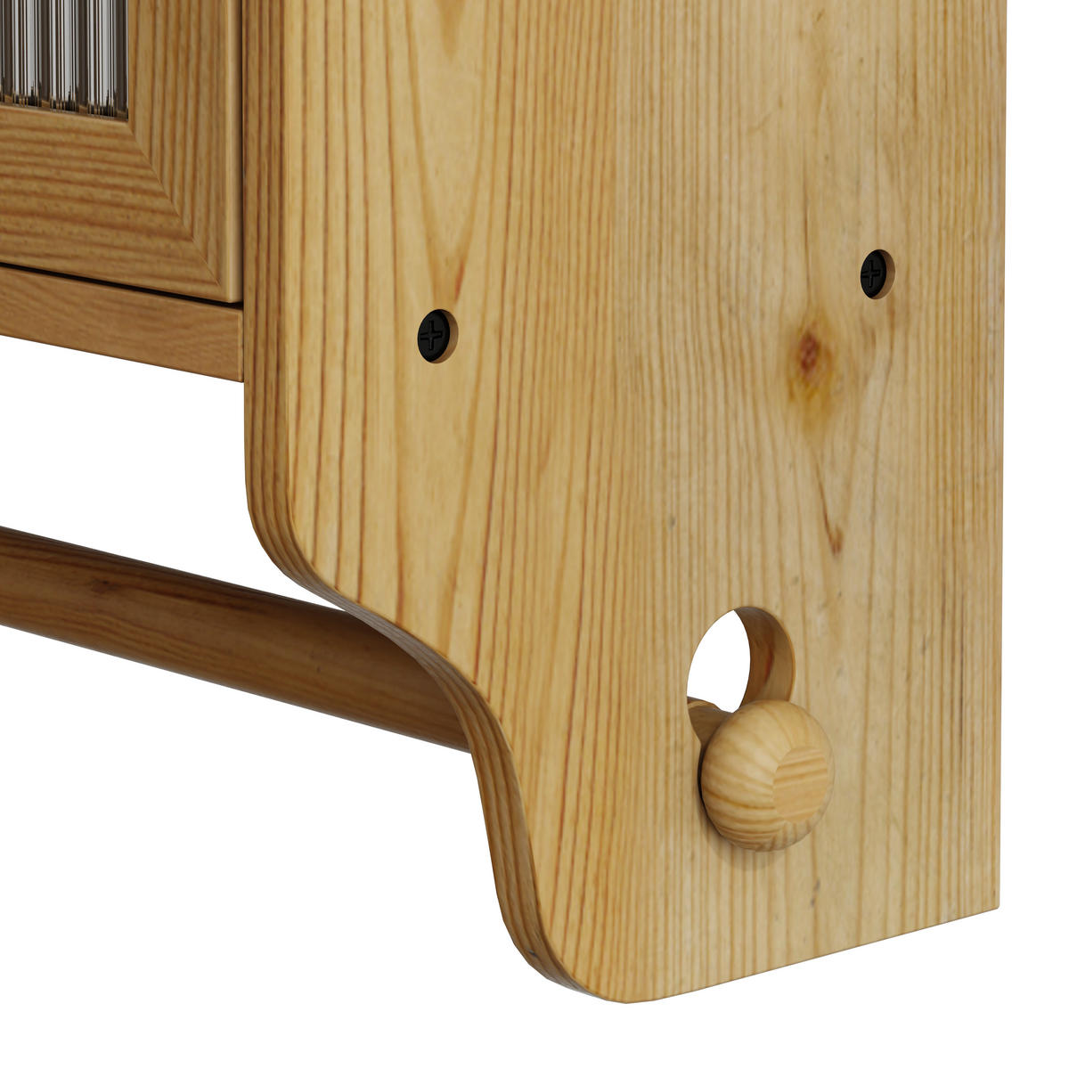 KÜCHENOBERSCHRANK 63x18x60 cm in Natural aus Glas, Massivholz mit Drei-Stufen-Stauraum & Wandmontage - Naturfarben, Holzwerkstoff (63/60/18cm) - Modfu