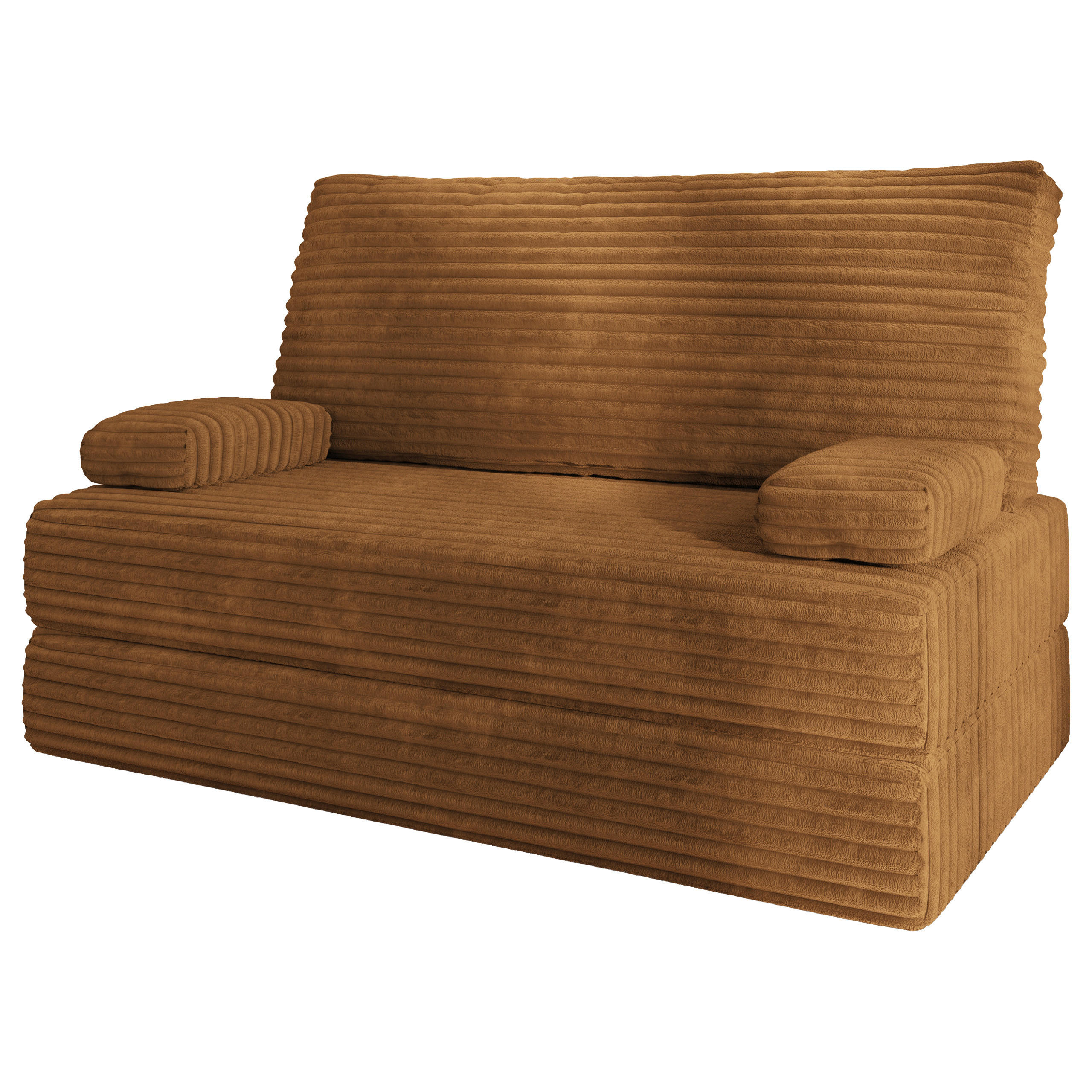 BETTSOFA LADIA aus Schaumstoff Cordstoff Orange Schlaffunktion - Orange, Textil (140/86/60cm) - MASSENO