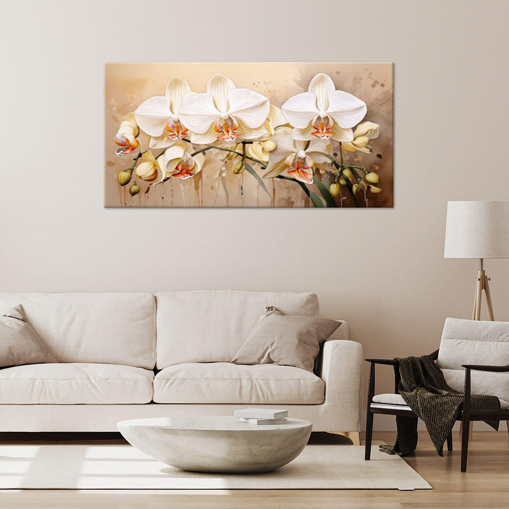 LEINWANDBILD Orchideen Blumen Botanik 80x40cm - Beige, Textil (80/40cm) - Feeby
