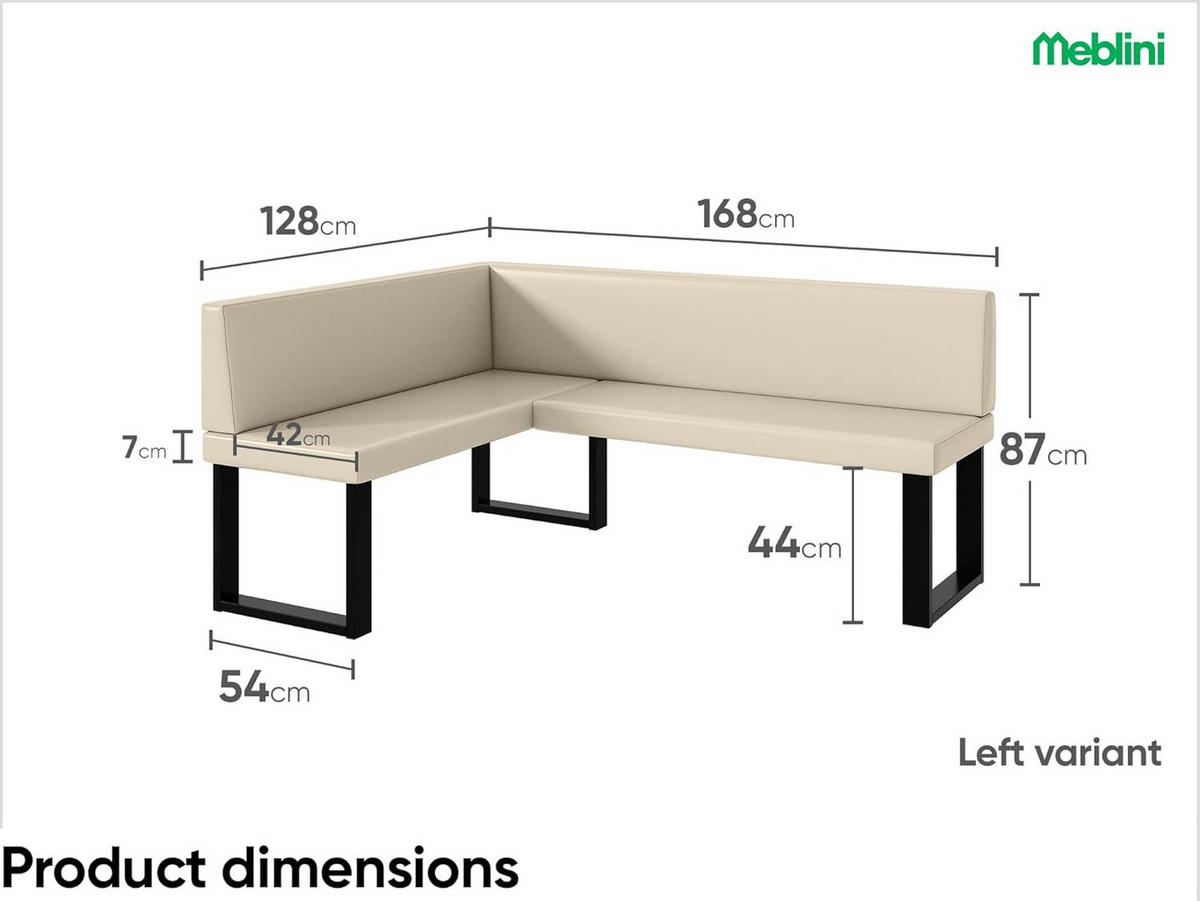 ECKBANK TONI_U - Creme, Leder (128/168cm) - Meblini
