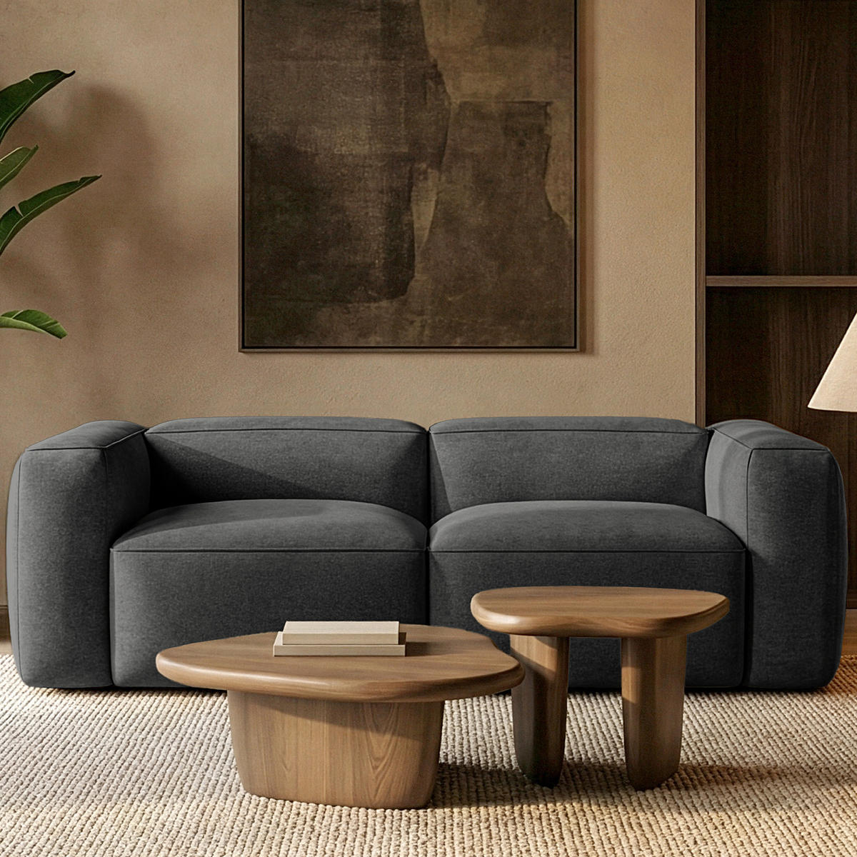 2-SITZER SOFA FUBBO, Anthrazit - Anthrazit, Holz/Holzwerkstoff (210/73/96cm) - KONSIMO®