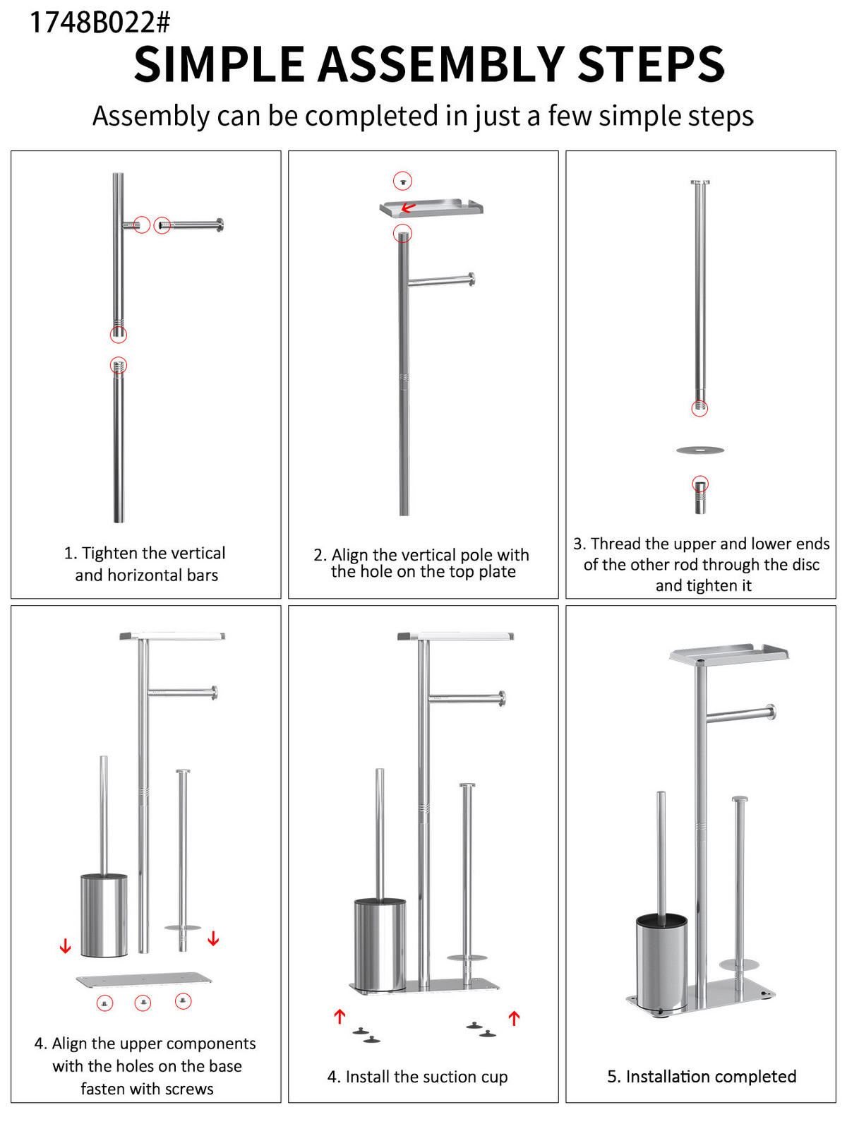 TOILETTENBÜRSTENHALTER – 2-in-1 (Silber) 24 x 12 x 60 cm - Silberfarben, Metall (12/60/24cm)