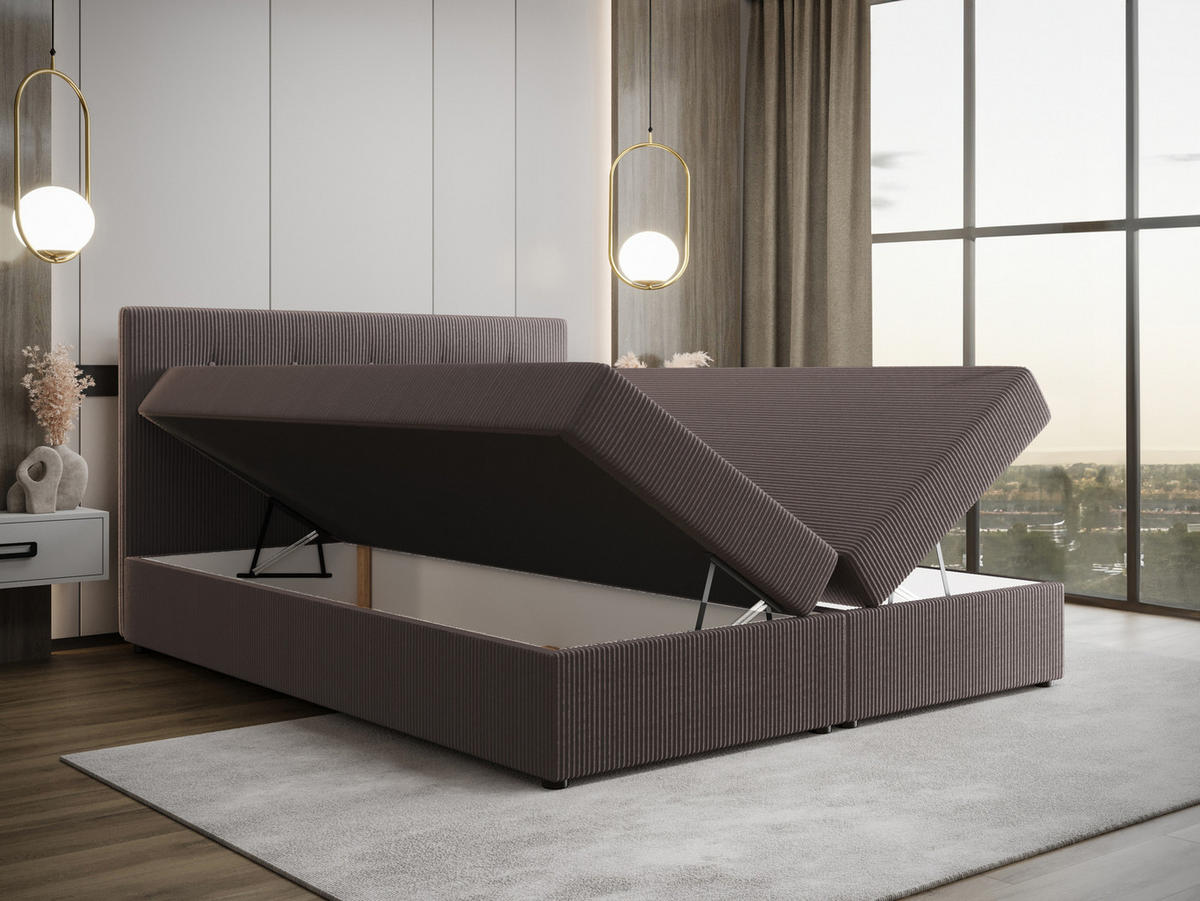 BOXBETT FADO 22 mit Matratze H3, Bonell und Topper 180x200 Zoom 21 - Grau, Holz/Textil (180/200cm) - Bedante