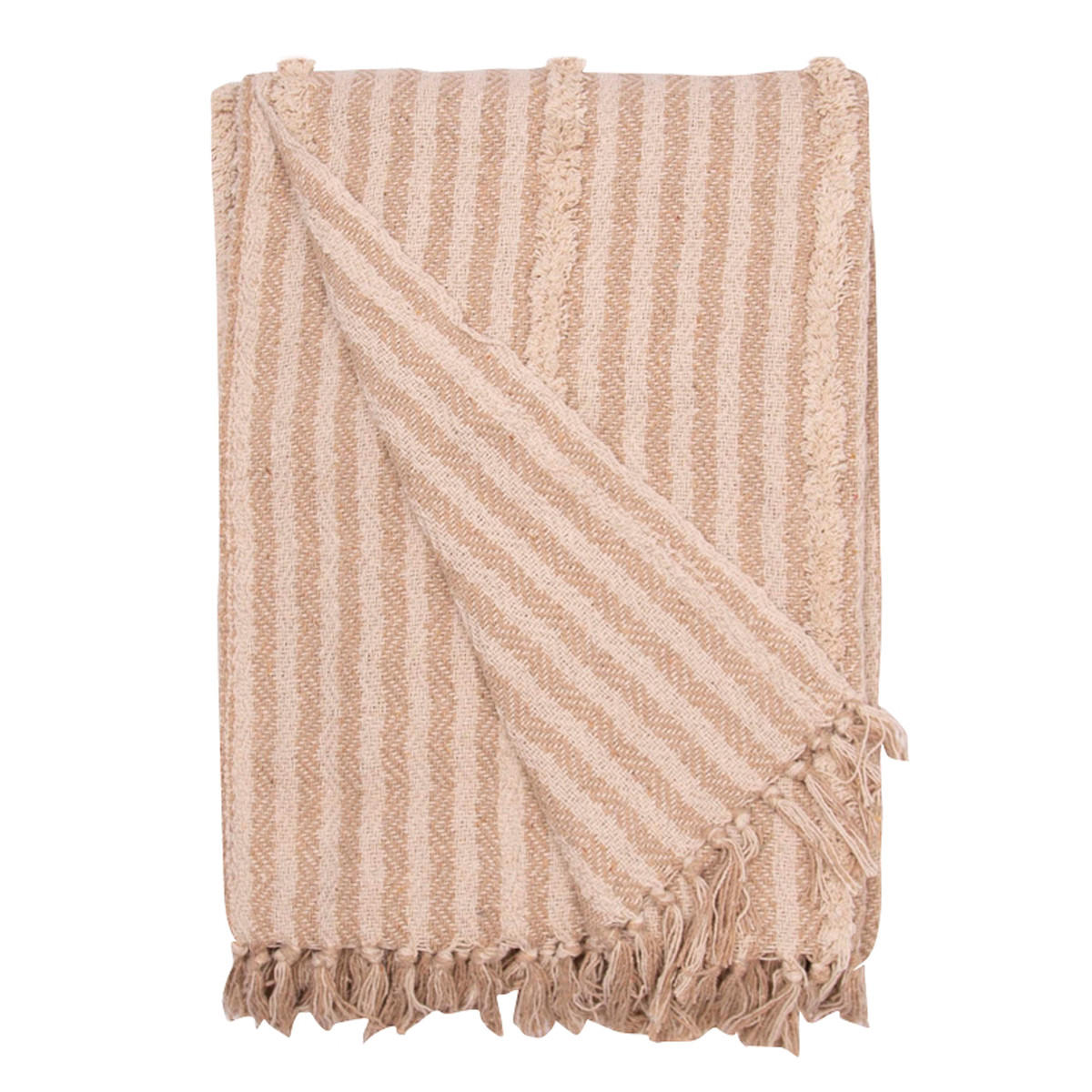 DECKE Streifen 130x180 cm, 100% Baumwolle, Natur - Naturfarben, Textil (130/180cm) - Au Maison