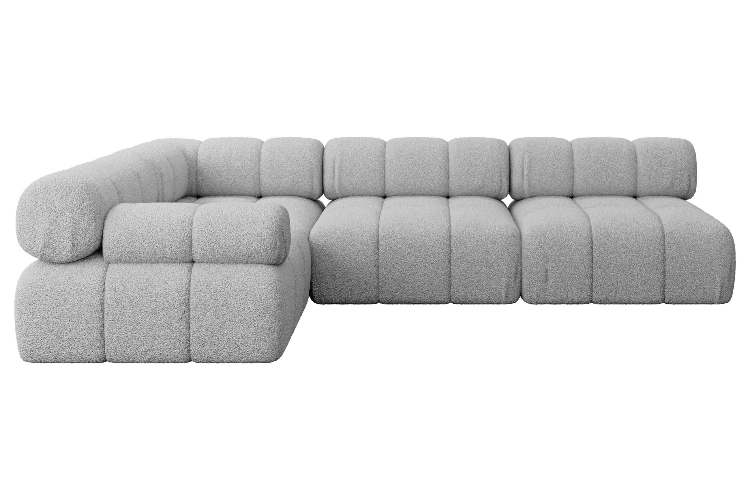 ECKSOFA modulares Sofa Mende-L2 - 285x190x70 cm Hellgrau Bouclé - Hellgrau, Holzwerkstoff/Textil (285/190cm) - ALTDECOR