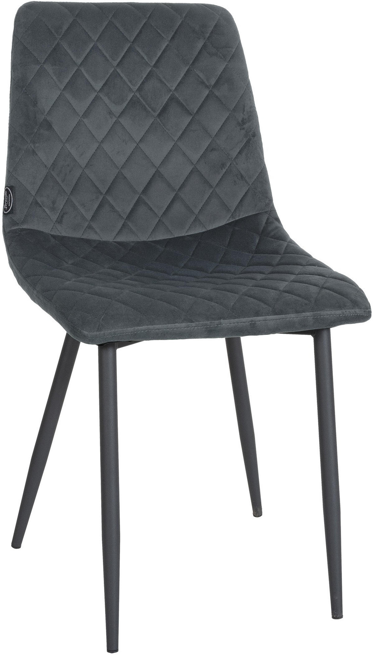STUHL Samt dunkelgrau - Dunkelgrau/Schwarz, Textil/Metall (45/83/57cm) - CLP