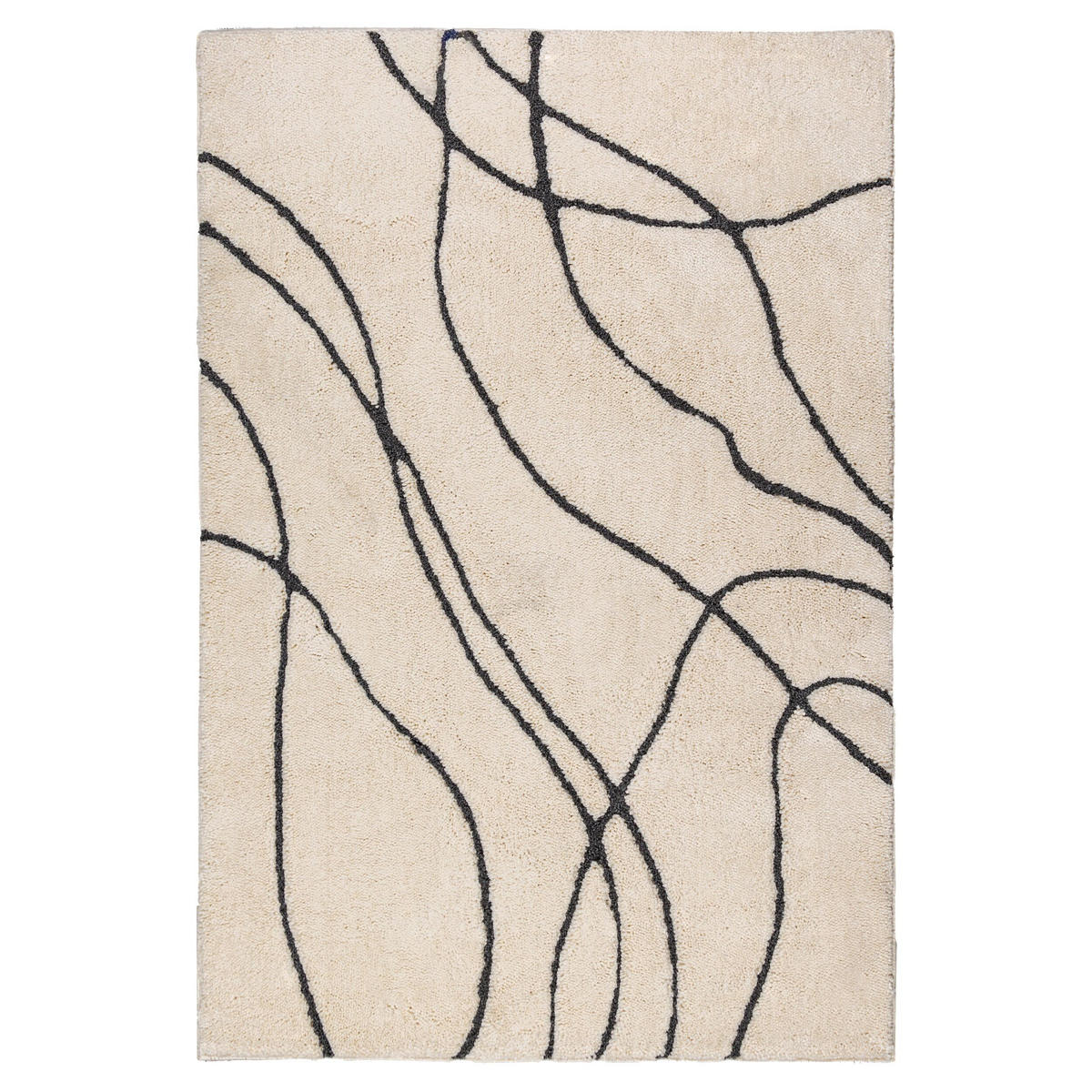 TEPPICH Hochflor Abstrakt, Schlafzimmer Creme-Schwarz Rechteckig 200x290 - Beige, Textil (200/290cm) - KADIMA DESIGN