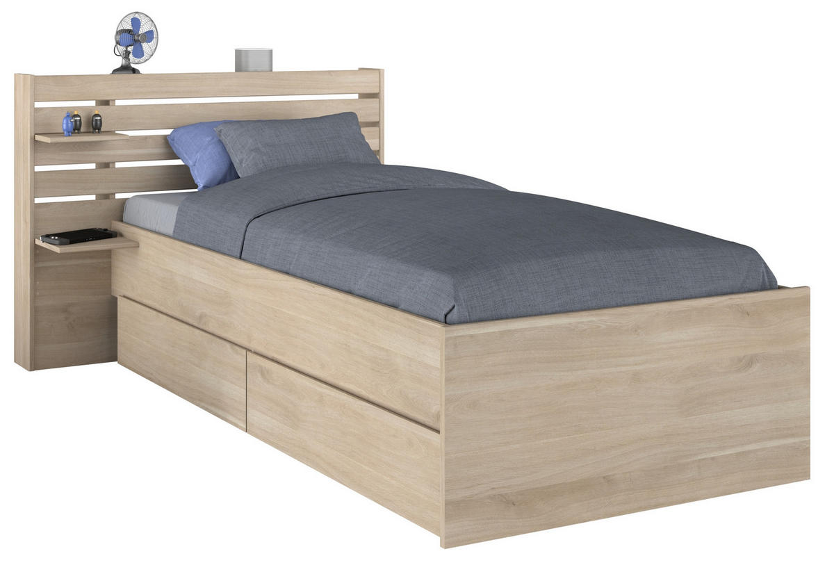 STAURAUMBETT Escale 1 90x200cm Japanische Eiche - Braun, Holz/Holzwerkstoff (90/190cm) - Vente-Unique