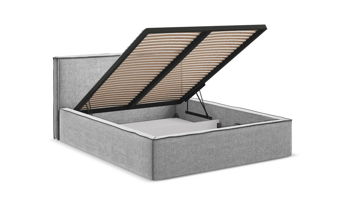 POLSTERBETT mit Bettkasten und Lattenrost 160x228 Blau - Blau/Schwarz, Kunststoff/Textil (140/200cm) - Makamii