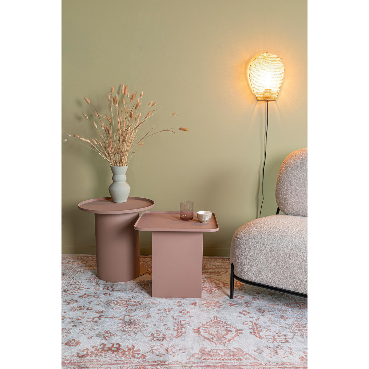 BEISTELLTISCH Sverre Rund 45,5 cm Rosa - Pink, Metall (45.5/45.5/45cm) - Housecraft Living