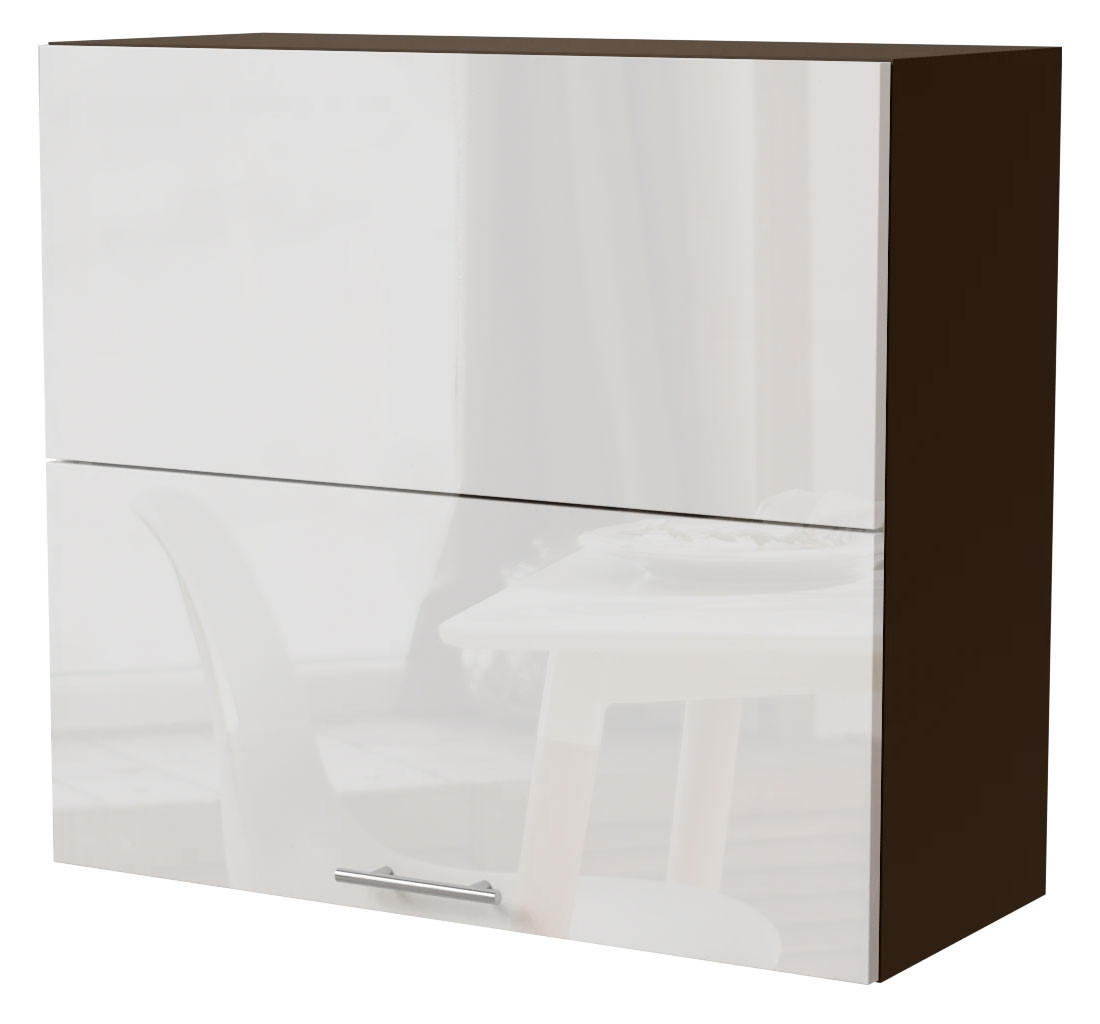 Feldmann-Wohnen Küchenhängeschrank Weiß Hochglanz, Dunkelgrau 80x72x32.5 cm