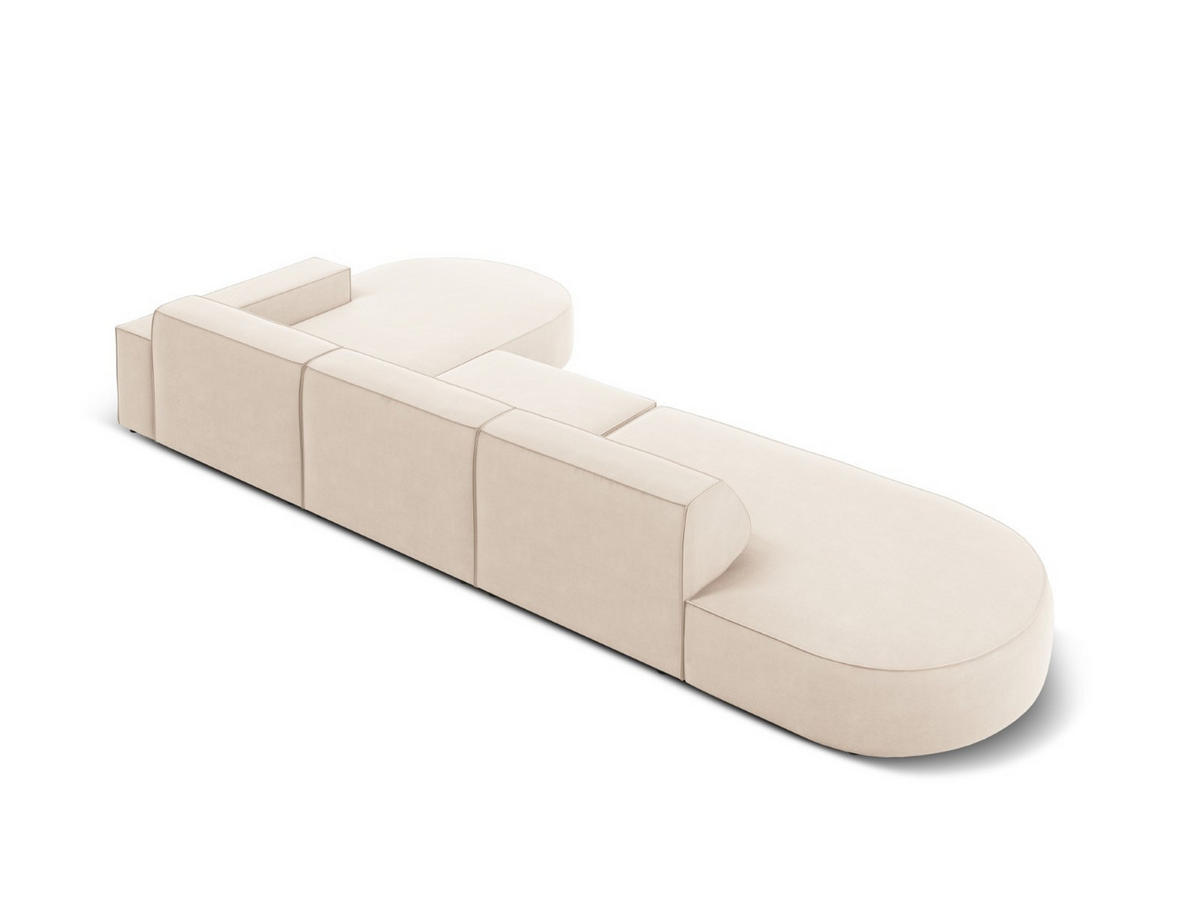 ECKSOFA rechts Jodie aus Samt leichtes beige 4 Sitzplätze - Beige, Textil (166/342cm) - Micadoni