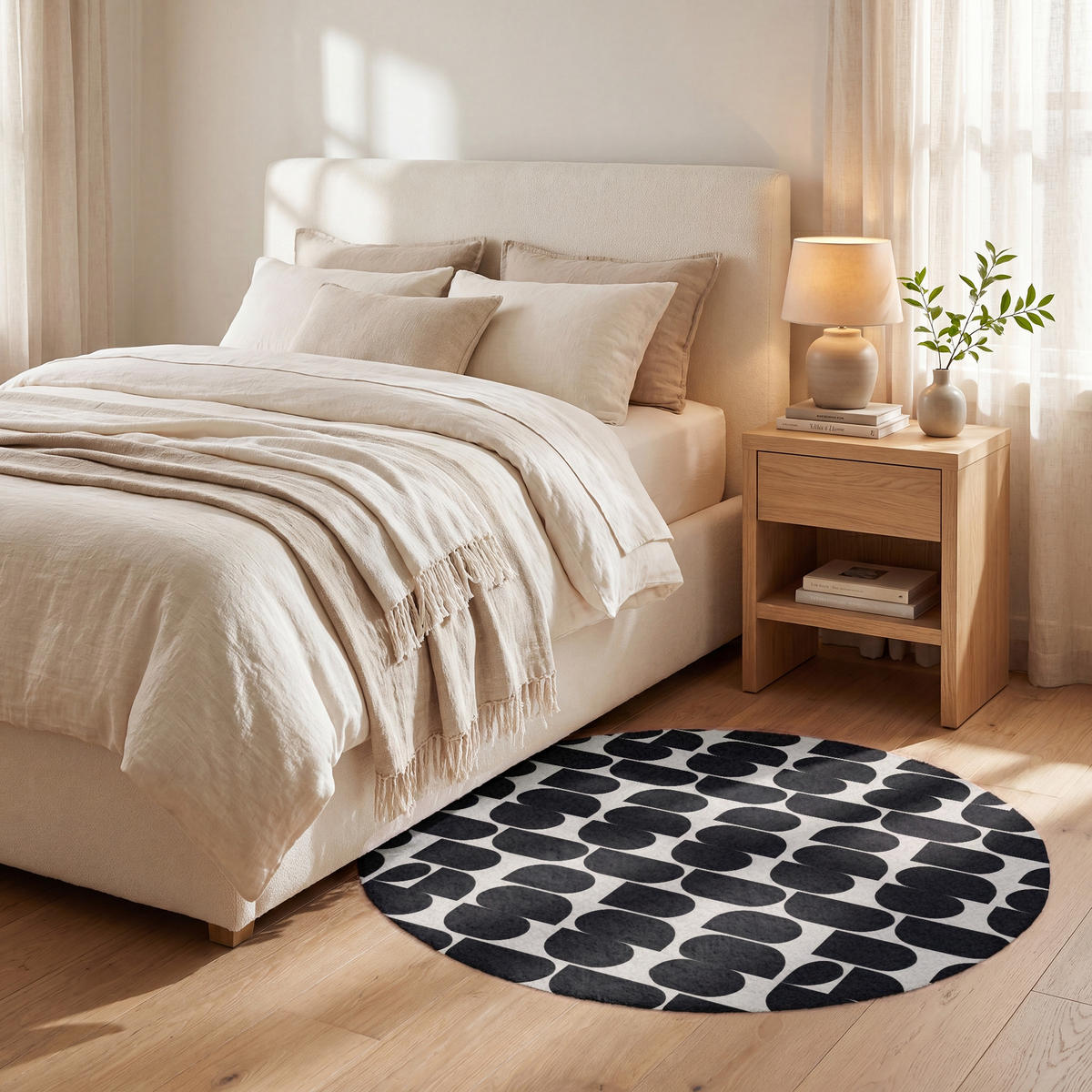 KOBERCE - Moderné - vzorované - čierne - 90x90 cm - čierna, textil/plast (90/0.4cm) - OnlyWow