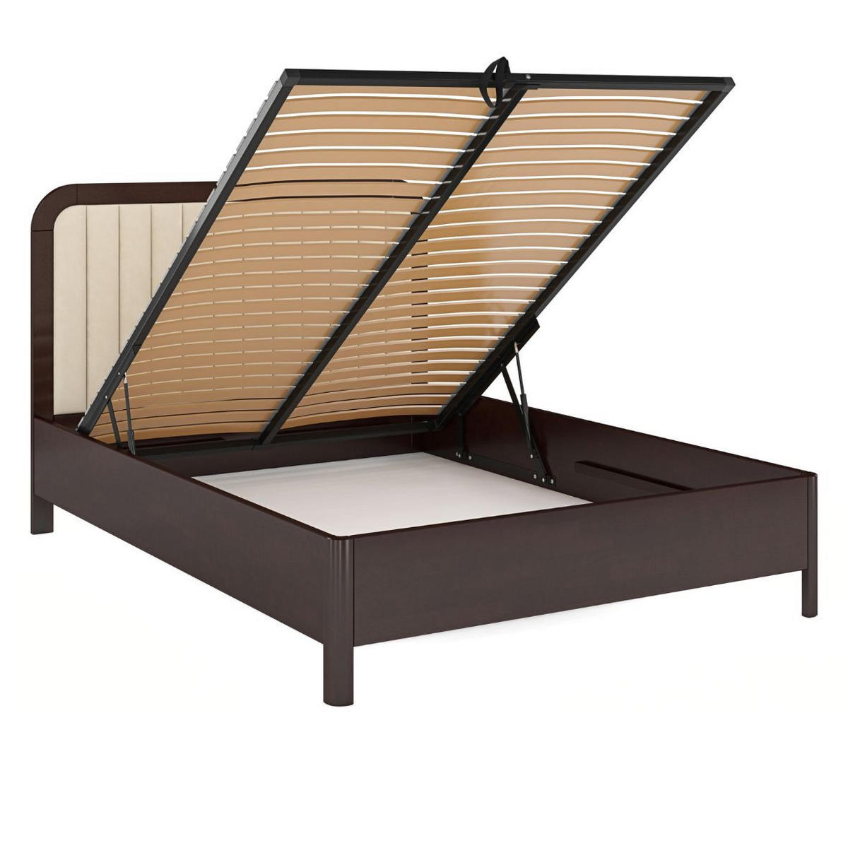 MASSIVHOLZBETT Modena mit Lattenrost und Bettkasten, Buche - lackiert, Palisanderfarbe/Ecru, 180x200 - Ecru/Wengefarben, Holz/Buchenholz (180/200cm) - Visby