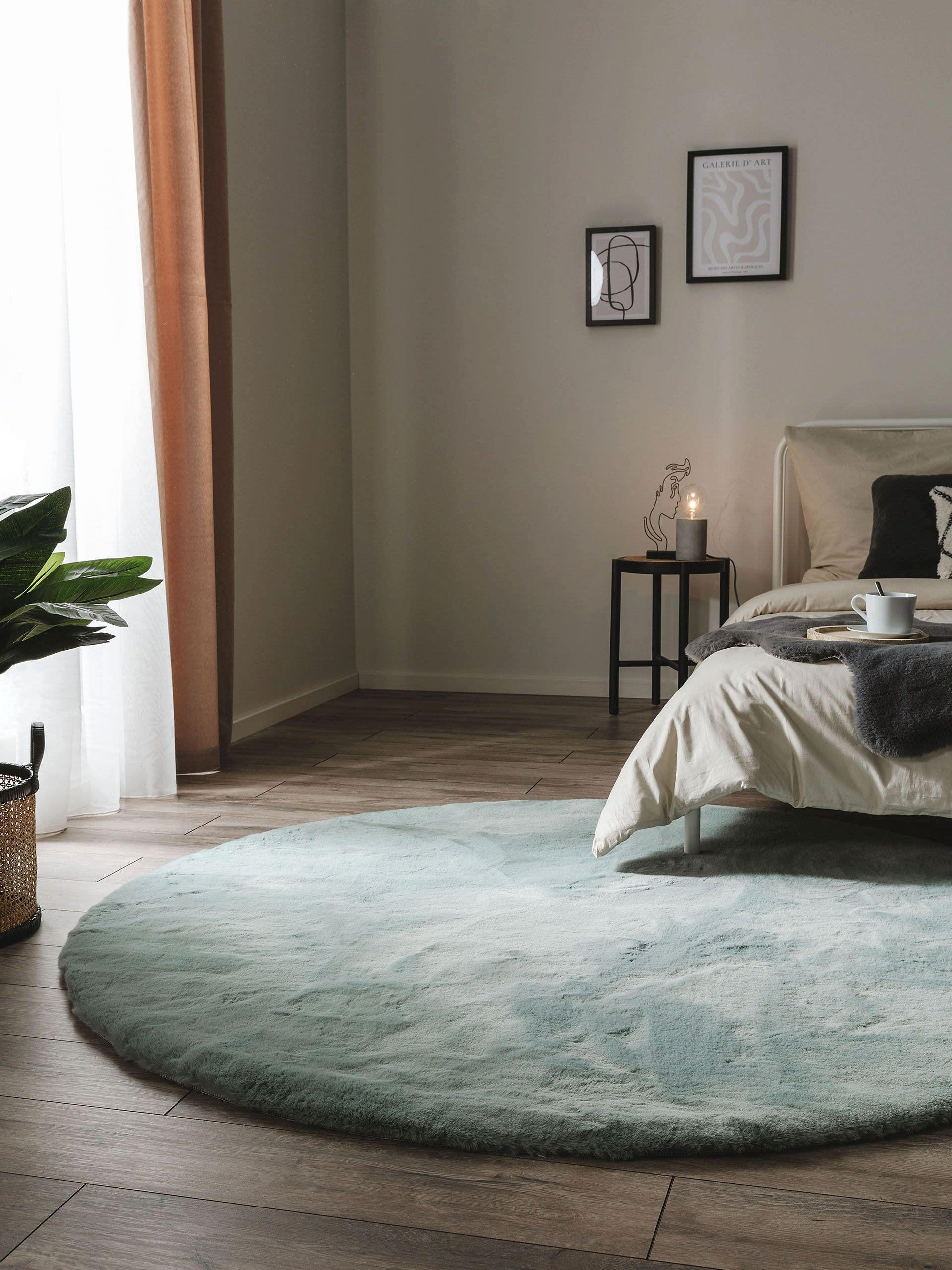 KUNSTFELL-TEPPICH Dave Mint ø 120 cm rund - Mintgrün, Textil (120/120cm) - benuta Nest