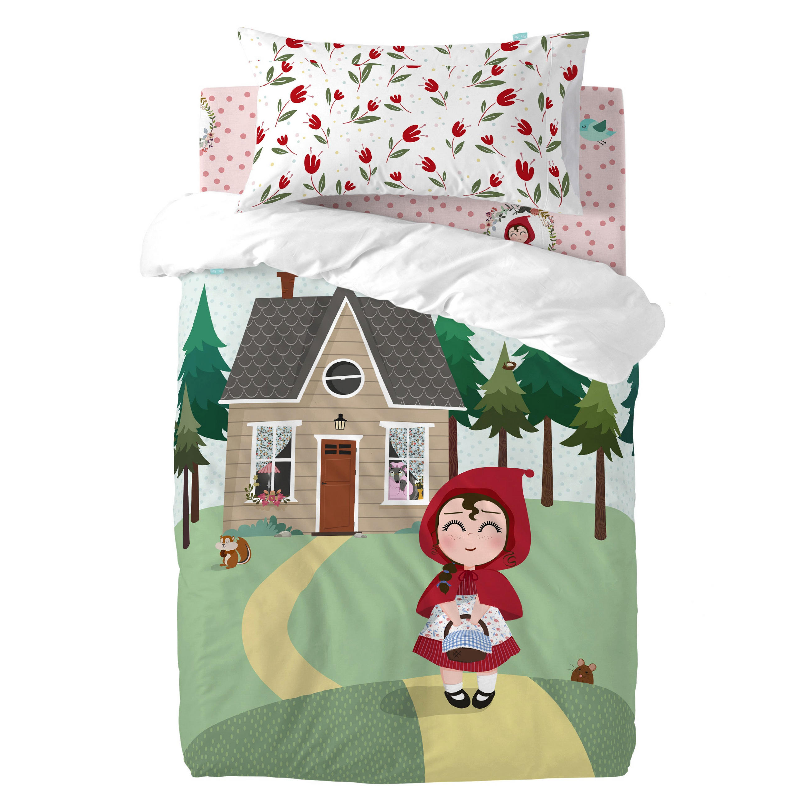BETTBEZUG 2er-Set teiliges red riding hood 115x145 cm (kinderbett) mehrfarbig - Multicolor, Textil (115/145cm) - Happy Friday