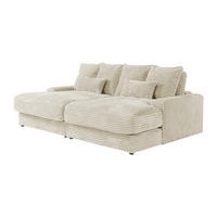 SOFA 3-Sitzer - tiefe Komfortsitzfläche - grob gerippter Cord - Beige - CALAZO - Beige, Textil (232/85/170cm) - Vente-Unique