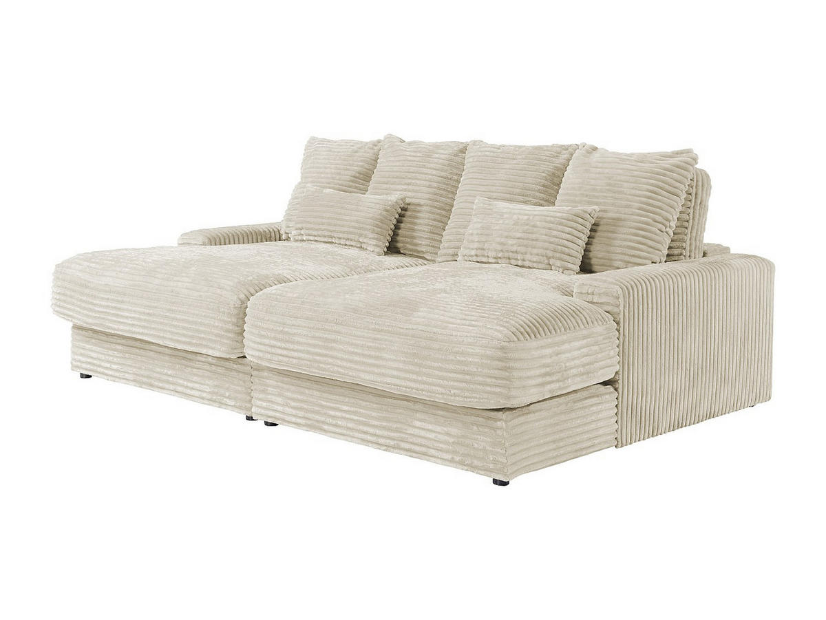 SOFA 3-Sitzer - tiefe Komfortsitzfläche - grob gerippter Cord - Beige - CALAZO - Beige, Textil (232/85/170cm) - Vente-Unique