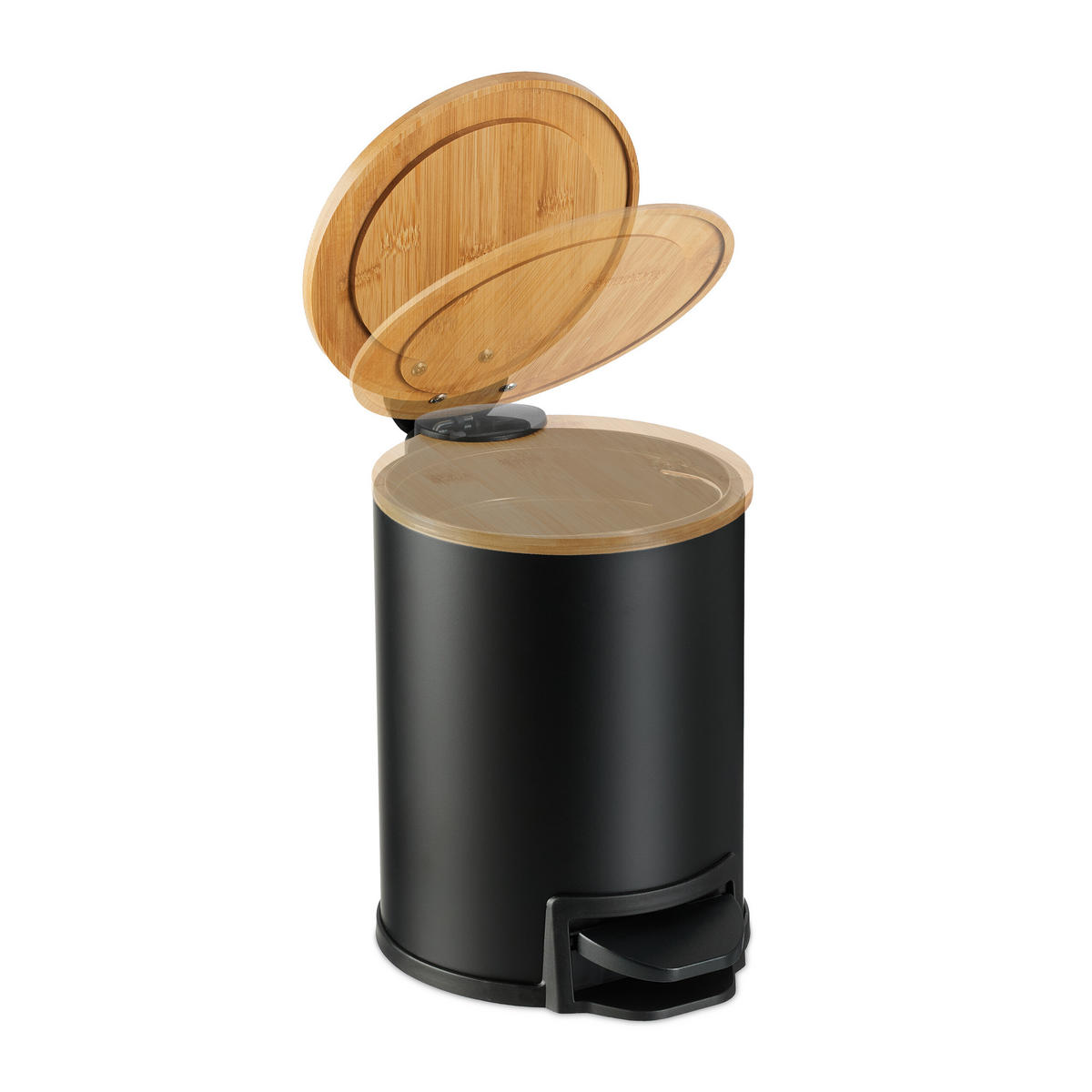 BAD-MÜLLEIMER - Schwarz, Holz/Kunststoff (17/22.5/23cm) - Relaxdays