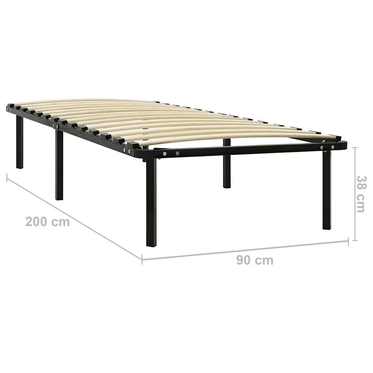 METALLBETT Herman 90/200 cm - Schwarz, Metall (90/200cm) - Nettlife