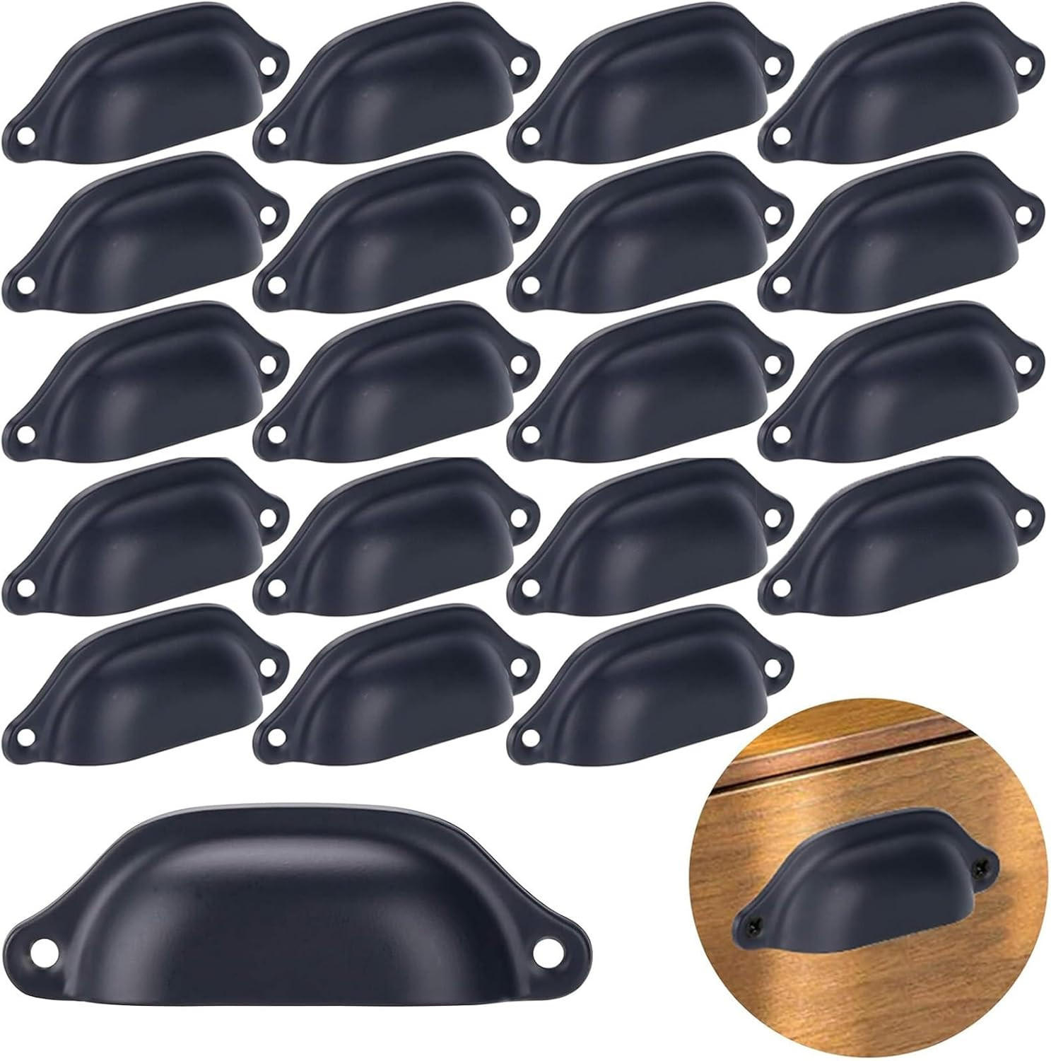 MÖBELGRIFF Schwarz 20er-Set - Schwarz, Metall (1.38/1.65/1.38cm)
