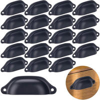 MÖBELGRIFF Schwarz 20er-Set - Schwarz, Metall (1.38/1.65/1.38cm)