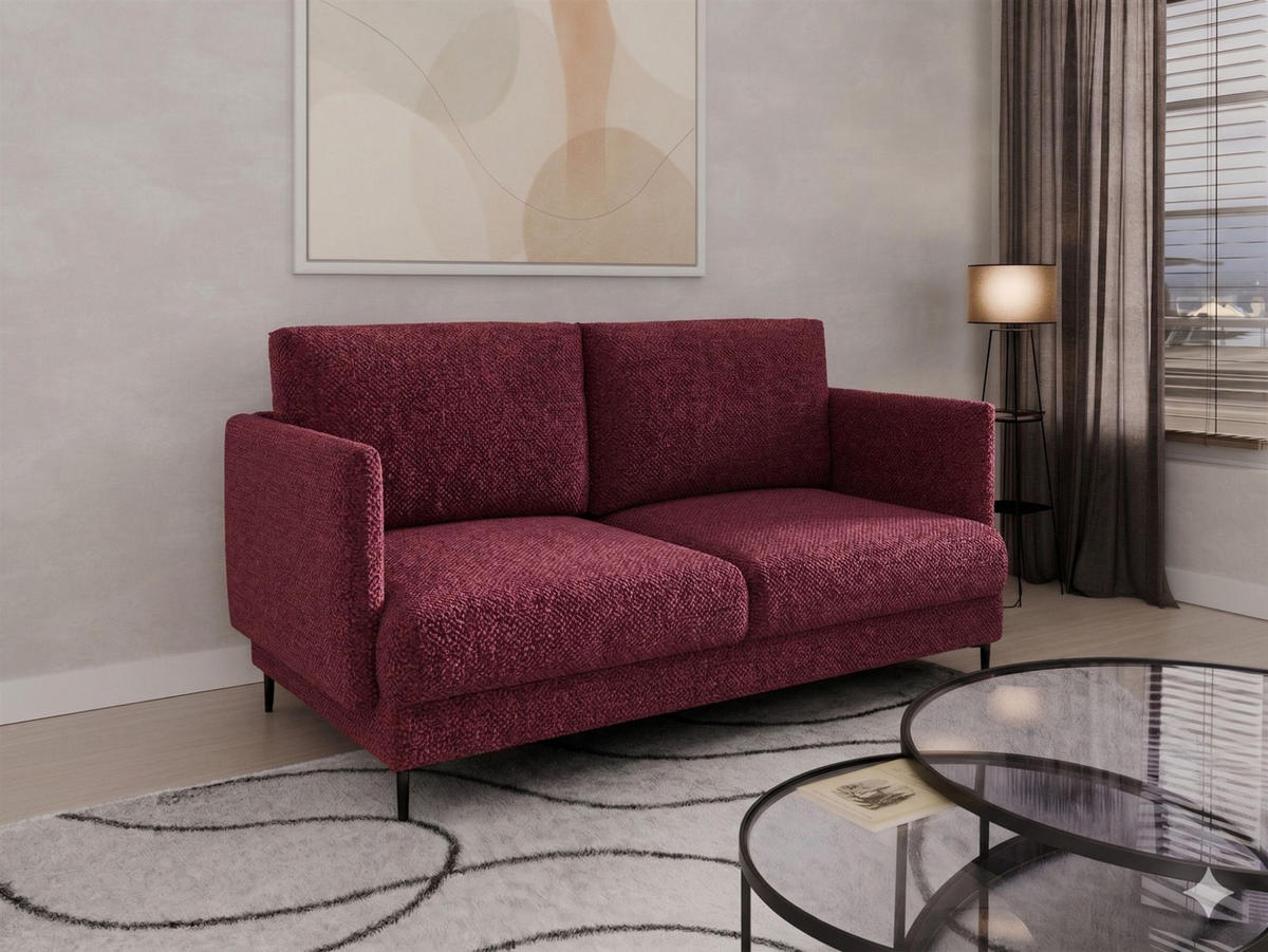 SOFA Helmer 2-sitzer In Stoff Baloo - Rot, Holzwerkstoff/Textil (196/95/95cm) - Fun Möbel