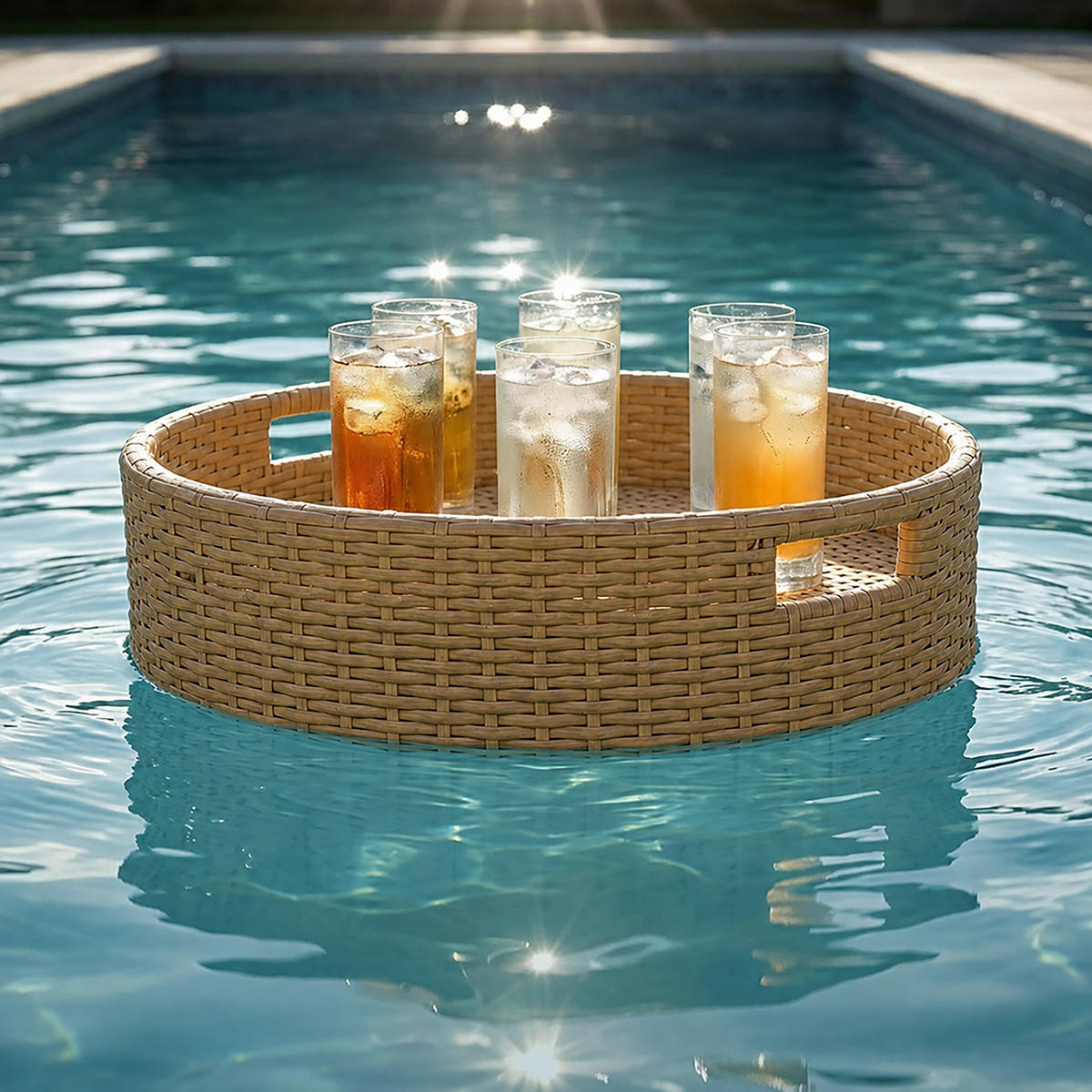 SERVERINGSBRICKA natur flytande PE rotting 80 cm - Ljusbrun, Textil/Metall (80/20/80cm) - Relaxdays