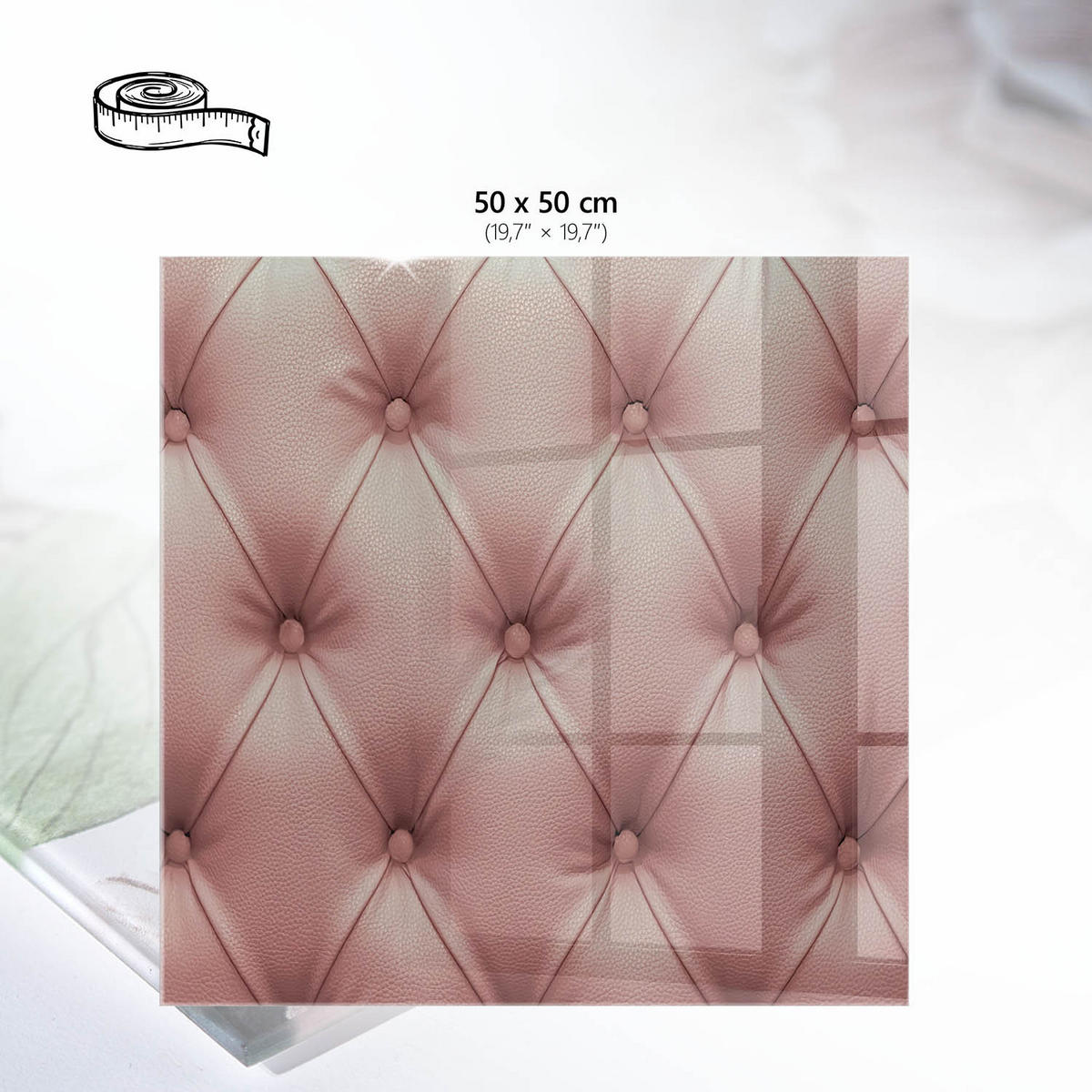 TISCHPLATTE 50x50 cm – rosa Polsterung - Creme, Glas (50/50/0.4cm) - Wallfluent