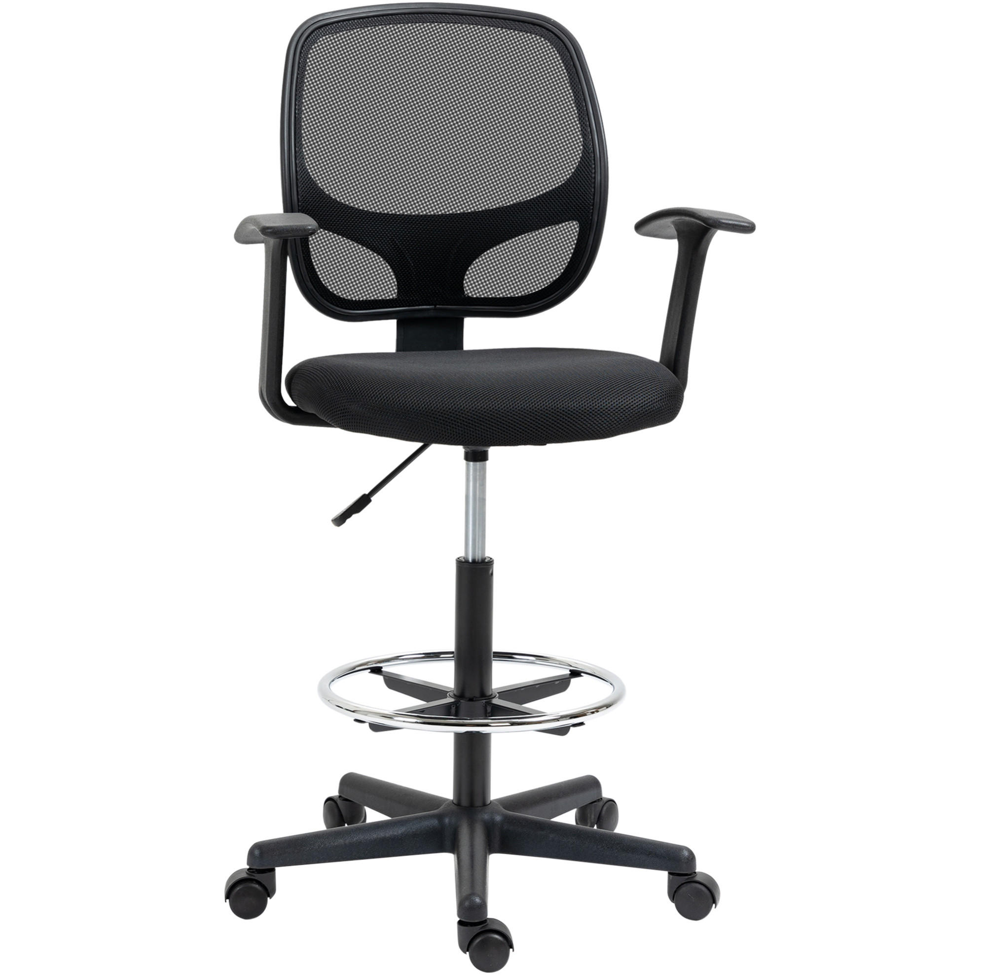 BÜROSTUHL in Schwarz 56x60x132 cm, höhenverstellbar, mit Fußstütze und Rollen - Schwarz, Kunststoff (60/132/56cm) - IVMEU