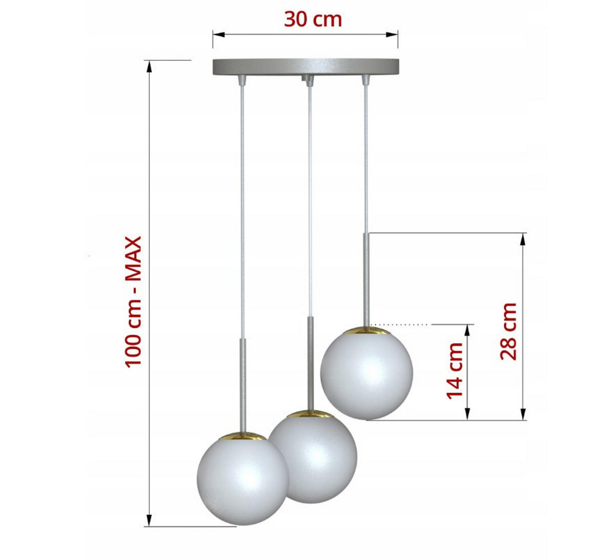 PENDELLEUCHTE ECRU II - Beige/Goldfarben, Glas/Metall (40/40/100cm) - kiki design