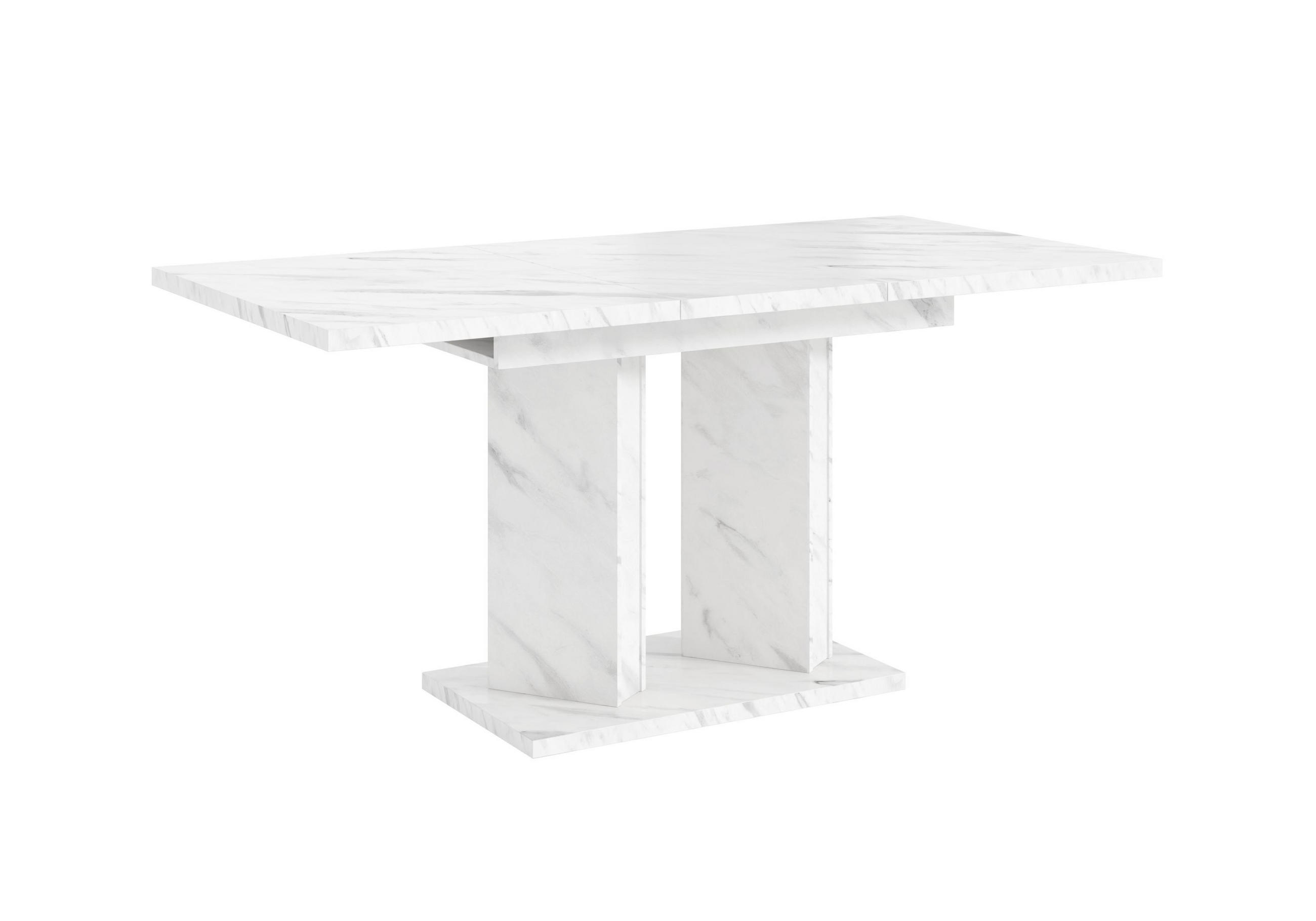 ROZKLADACÍ jedálenský stôl, biely, dekor mramoru - biela s vysokým leskom, kompozitné drevo (80/160/75cm) - Home Collective