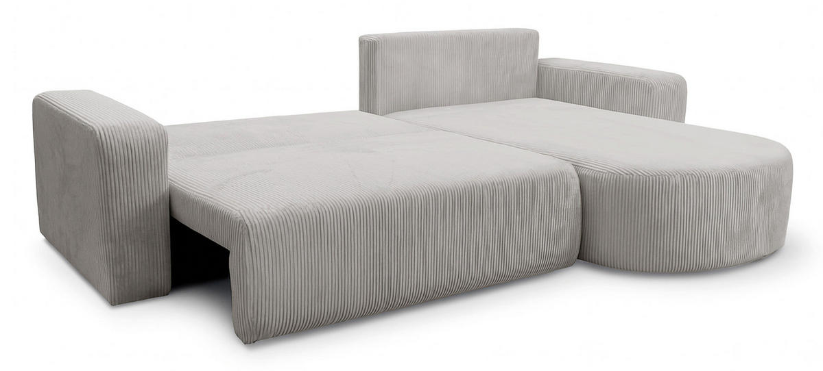 ECKSOFA mit Schlaffunktion Teeo L-Form universal mit Bettkasten Hellbeige Cord - Sandfarben/Schwarz, Kunststoff/Textil (275/170cm) - Homebook