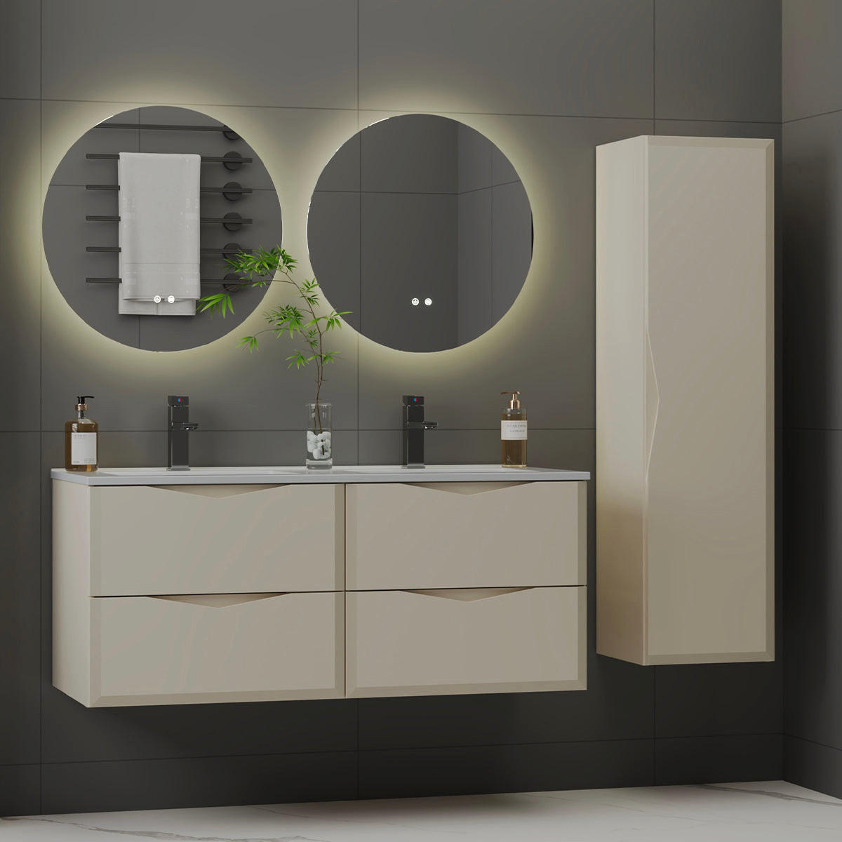 KOUPELNOVÝ NÁBYTEK 120cm Ellie 2er-Set Kašmír - kašmírová, kompozitní dřevo (120/50/45.8cm) - Petits-meubles