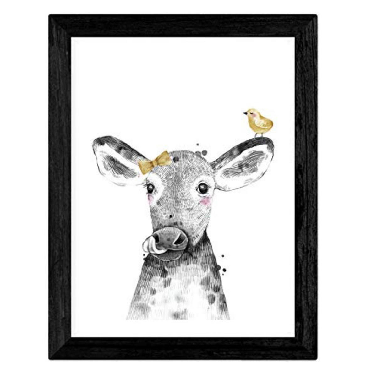 POSTER Set mit 4 Kinder Tiere in Hut A4 Rahmenlos - Klar, Papier (29.7/3cm) - Nacnic