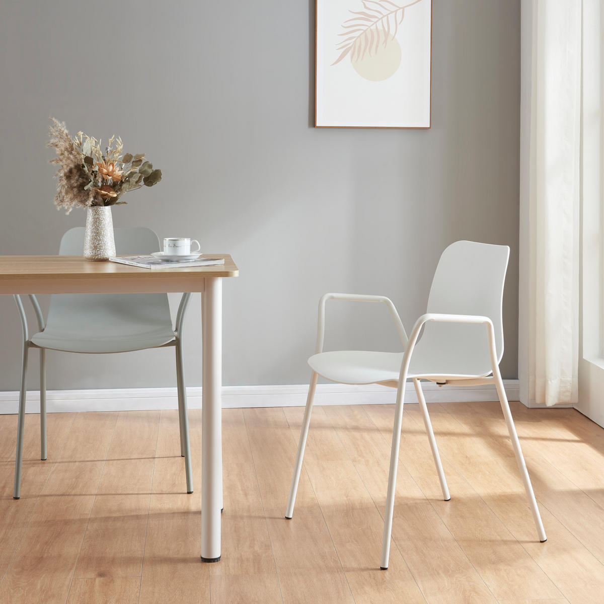 ESSZIMMERSTUHL Kankaanpää - Weiß, Kunststoff/Metall (57.5/80/52cm) - [en.casa]