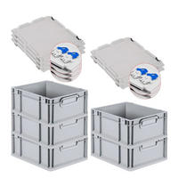 EUROBOX 5x Nextgen Economy Mit Scharnierdeckel Grau/BlauGriffe Geschlossen 16 Liter - Blau, Kunststoff (30/17/40cm) - PROREGAL