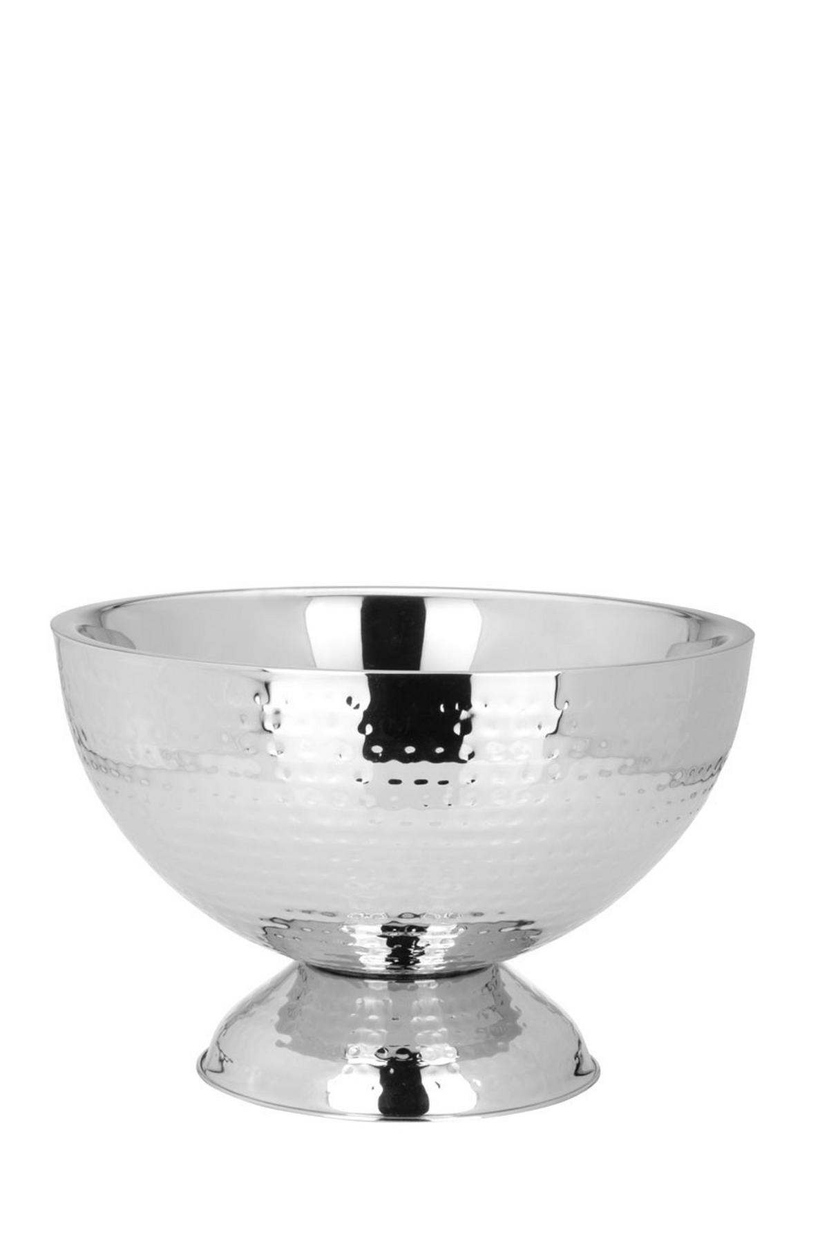 CHAMPAGNER-/FLASCHENKÜHLER Bowl Hammerschlag-Optik (H) 21 x (Ø) 32 cm - Silberfarben, Paraffin (32/21cm) - Hermann Bauer jun. Kollektion GmbH