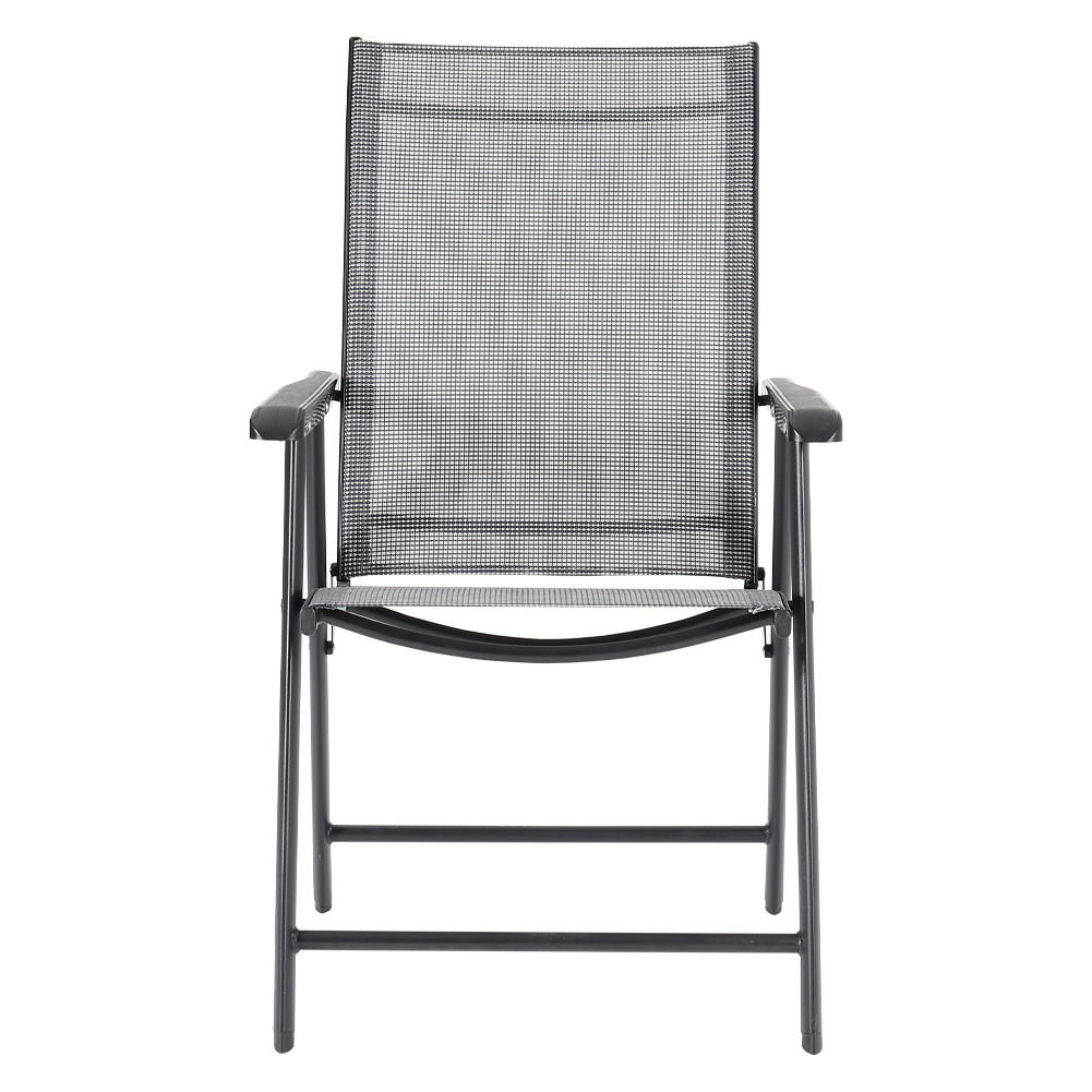 KLAPPSTUHL-SET(4 Stühle) aus Metall Stoff in Schwarz für Garten Balkon oder Terrasse robust wettfest Tragbares Design59 × 66  × 95 cm - Schwarz, Metall (59/95/66cm) - Livingandhome