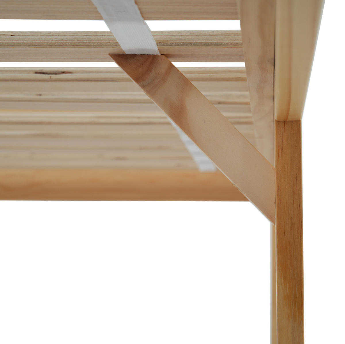 EINZELBETT aus Kiefer und MDF 90x200 cm Weiß/Natur mit 15 Lattenrosten und stabilen Mittelfüßen - Naturfarben, Holz (140/200cm) - Modfu