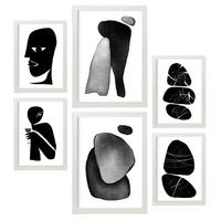 POSTER Set Mit 6 Kopflose abstrakte Liebhaber Größe A3 & A4 Weißer Rahmen - Weiß, Papier (29.7/1cm) - Nacnic