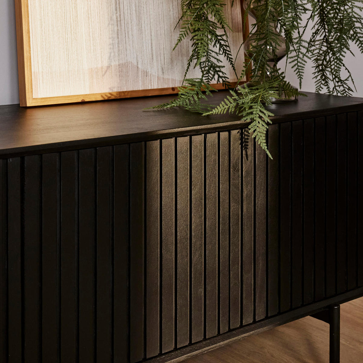 LOWBOARD Dimora Mangoholz 165 cm / 45 cm Schwarz - Schwarz, Holz (165/55/45cm) - Villa Möbel