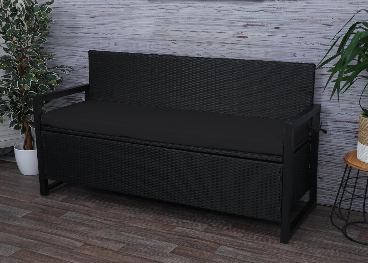 POLY-RATTAN 3ER SITZBANK Anthrazit, Schwarz - Anthrazit/Schwarz, Kunststoff (164/87/57cm) - MCW
