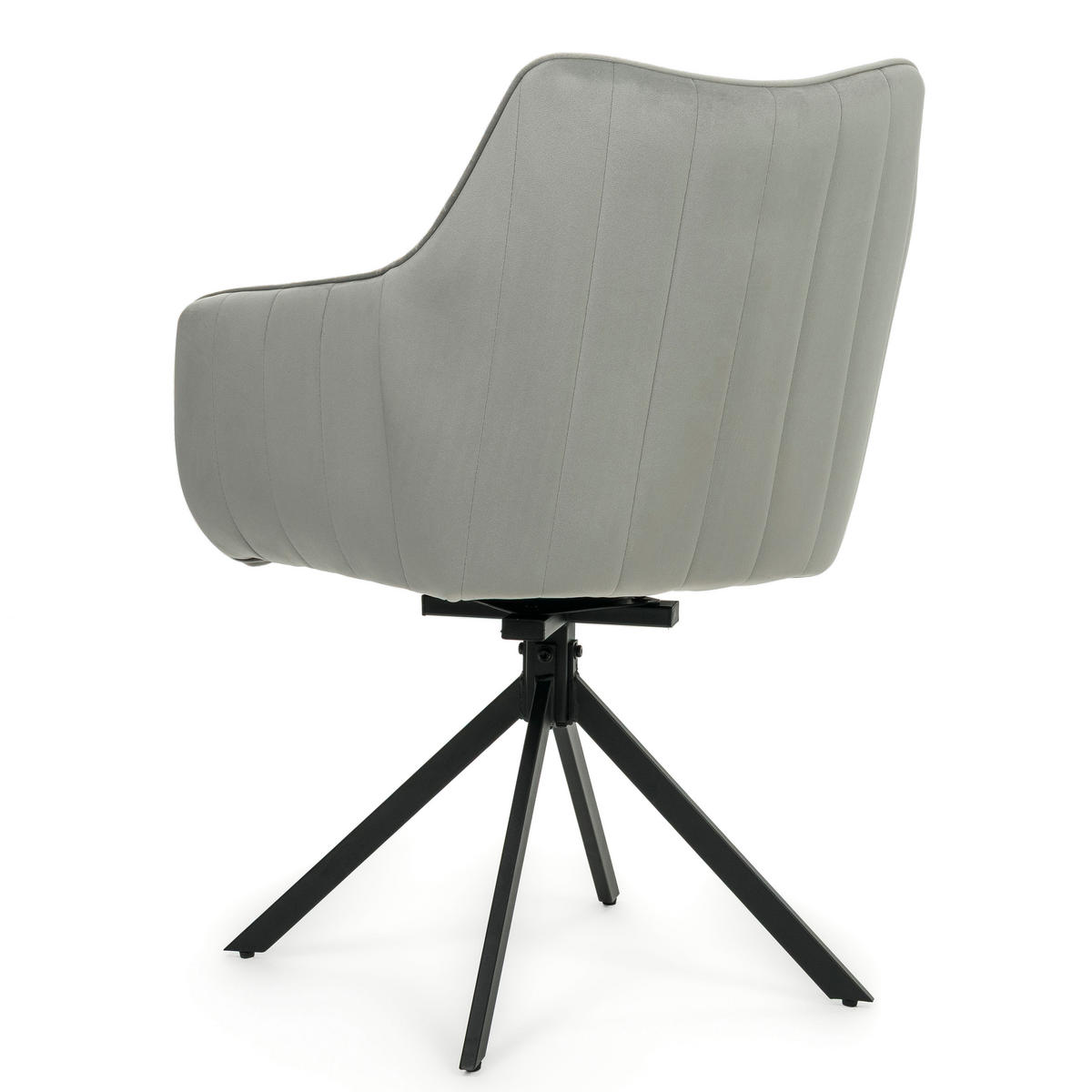 STUHL PIANO drehbar gepolsterter mit Steppung - hellgrau - Velour - Hellgrau/Schwarz, Textil/Metall (59/88/61cm) - NEW HOME