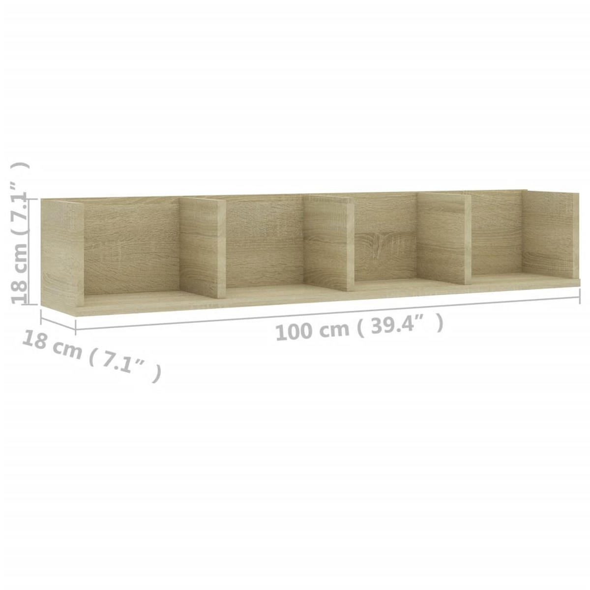 CD-WANDREGAL Sonoma-Eiche 100/18/18 Cm Holzwerkstoff - Beige, Holzwerkstoff (18/18/100cm) - vidaXL