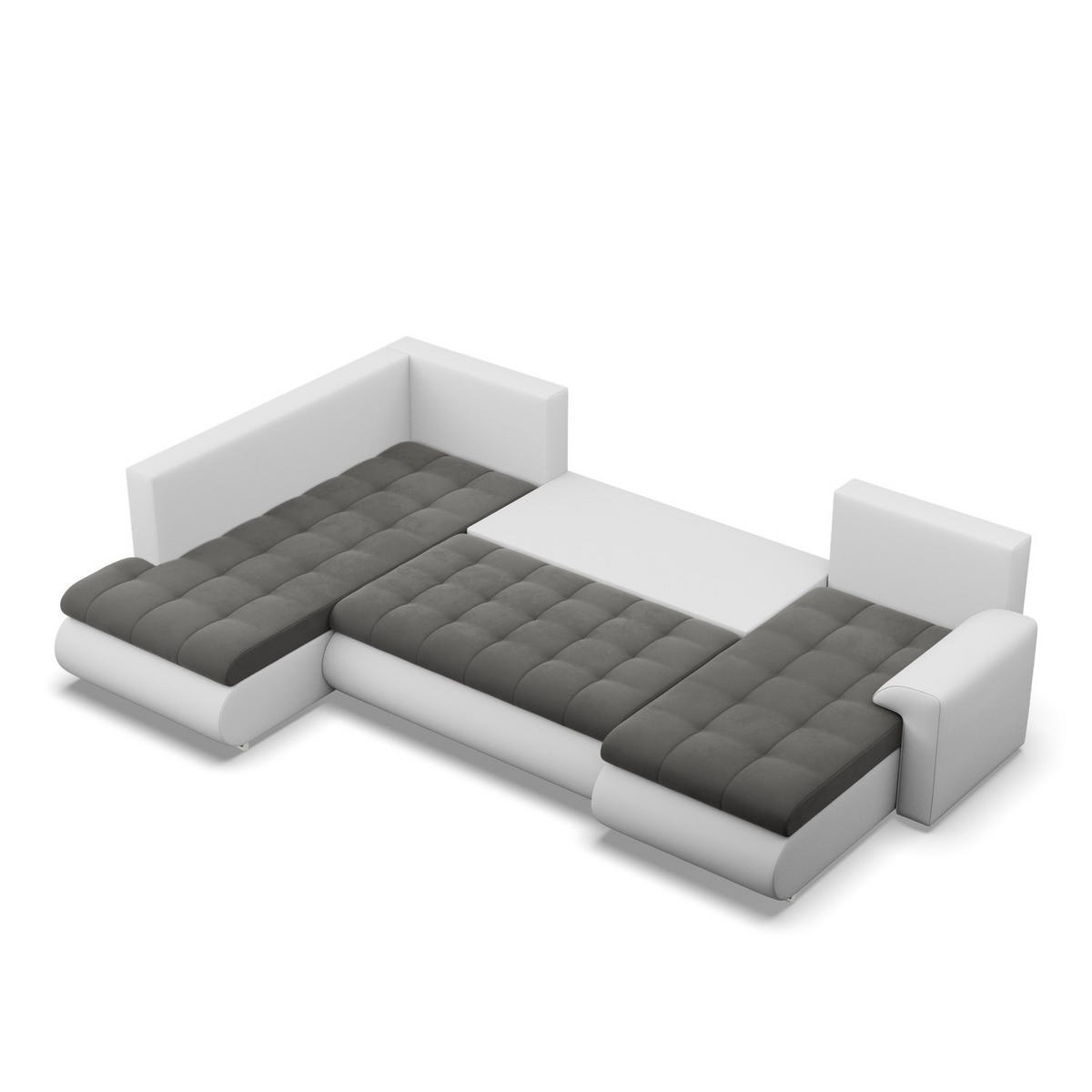 U-SOFA MIT SCHLAFFUNKTION FORESTA, Dunkelgrau + Grau - Dunkelgrau/Hellgrau, Textil (300/89/200cm)