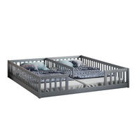 KINDERBETT Kindereinzelbetten 90/200 cm mit Sicherheitsgitter, Lattenrost und Kiefer für 2 Kinder, Grau - Grau, Holzwerkstoff (90/200cm) - Redom