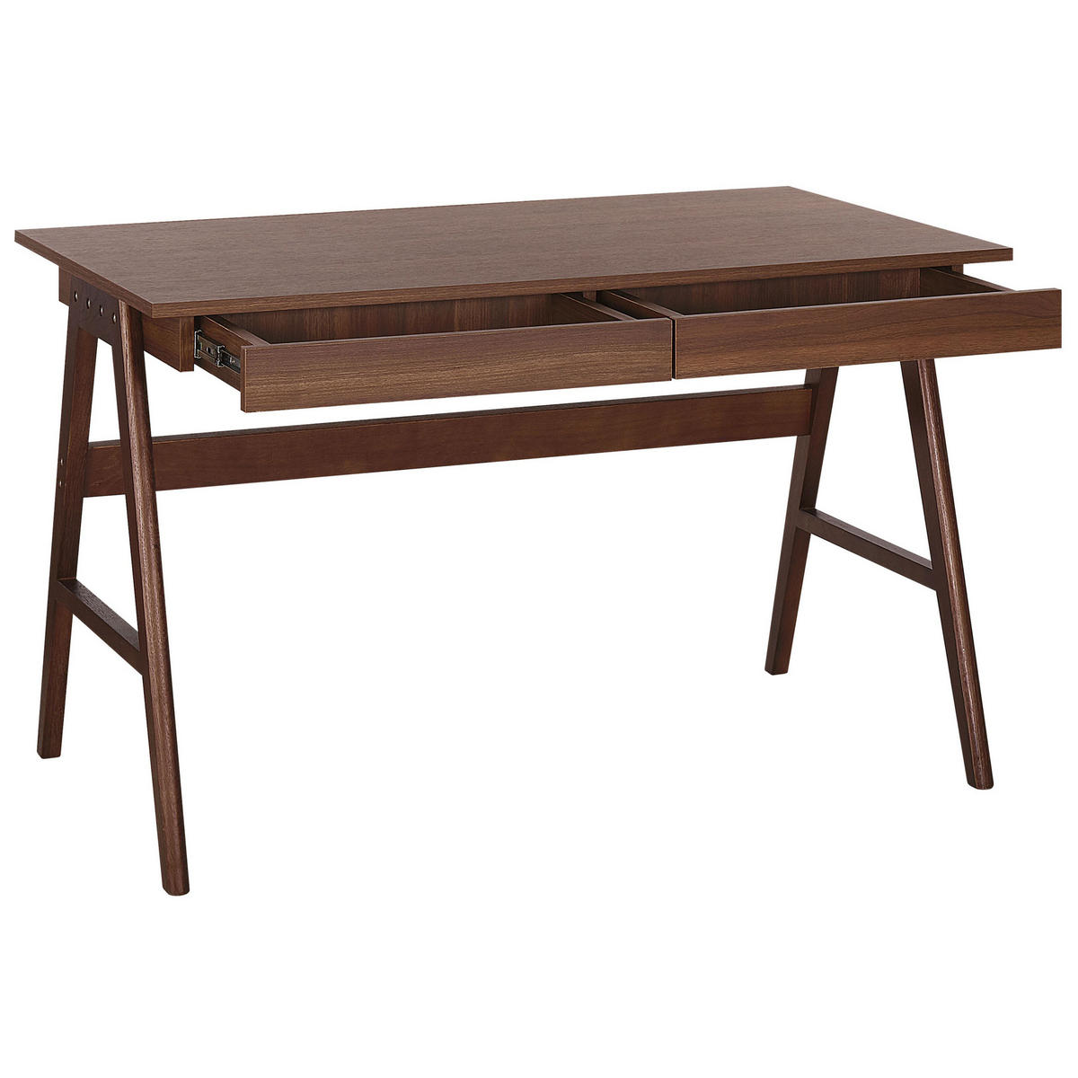 SCHREIBTISCH dunklerHolzfarbton 120/70/75 cm Sheslay - Dunkelgrau, Holzwerkstoff (70/120/75cm) - Beliani