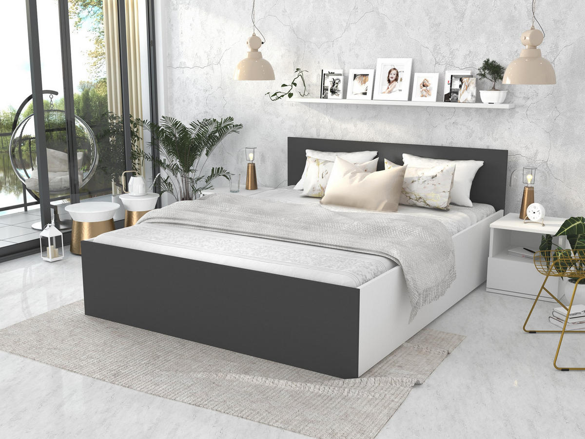 DOPPELBETT Sydney LUX 160x200 cm, Grau/weiß - Weiß/Grau, Textil (160/200cm) - Fedve