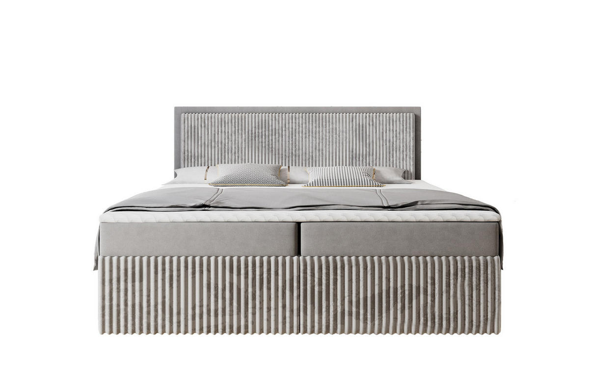 BOXBETT Labett CLEO 160/220 Beige Velvet-Cord – H3 - Beige, Holz (160/220cm) - Labett
